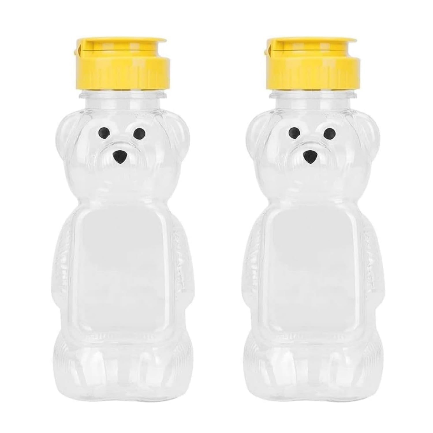 2Pcs Yellow 8 Oz Plastic Honey Bear Bottles with Flip-Top Lids - Empty Squeeze Jars for Storing & Dispensing Honey, Syrup, Sauces - Perfect for Kitchen, Bakery, Coffee Shop & DIY Projects