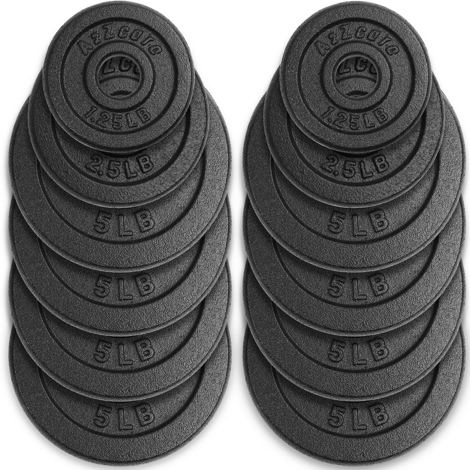 A2ZCARE 1 Inch Standard Weight Plates Set - 1.25 lbs to 15 lbs Cast Iron Dumbbell & Barbell Plates for Home Gym, Strength Training, and Fitness Workouts
