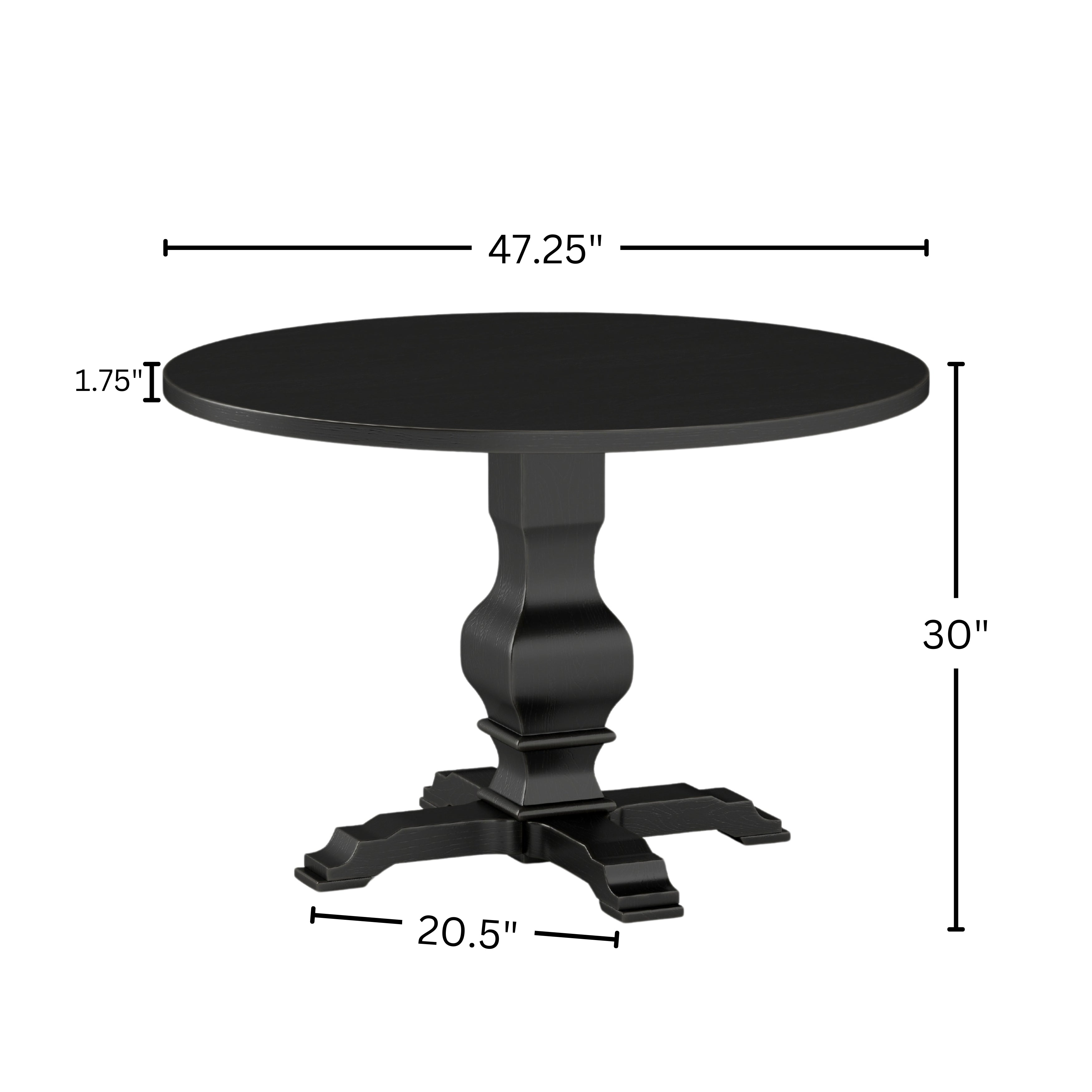 Roundhill Furniture Havre Solid Wood Pedestal Round Dining Table - 42 Inch Farmhouse Style for Kitchen, Dining Room & Small Spaces