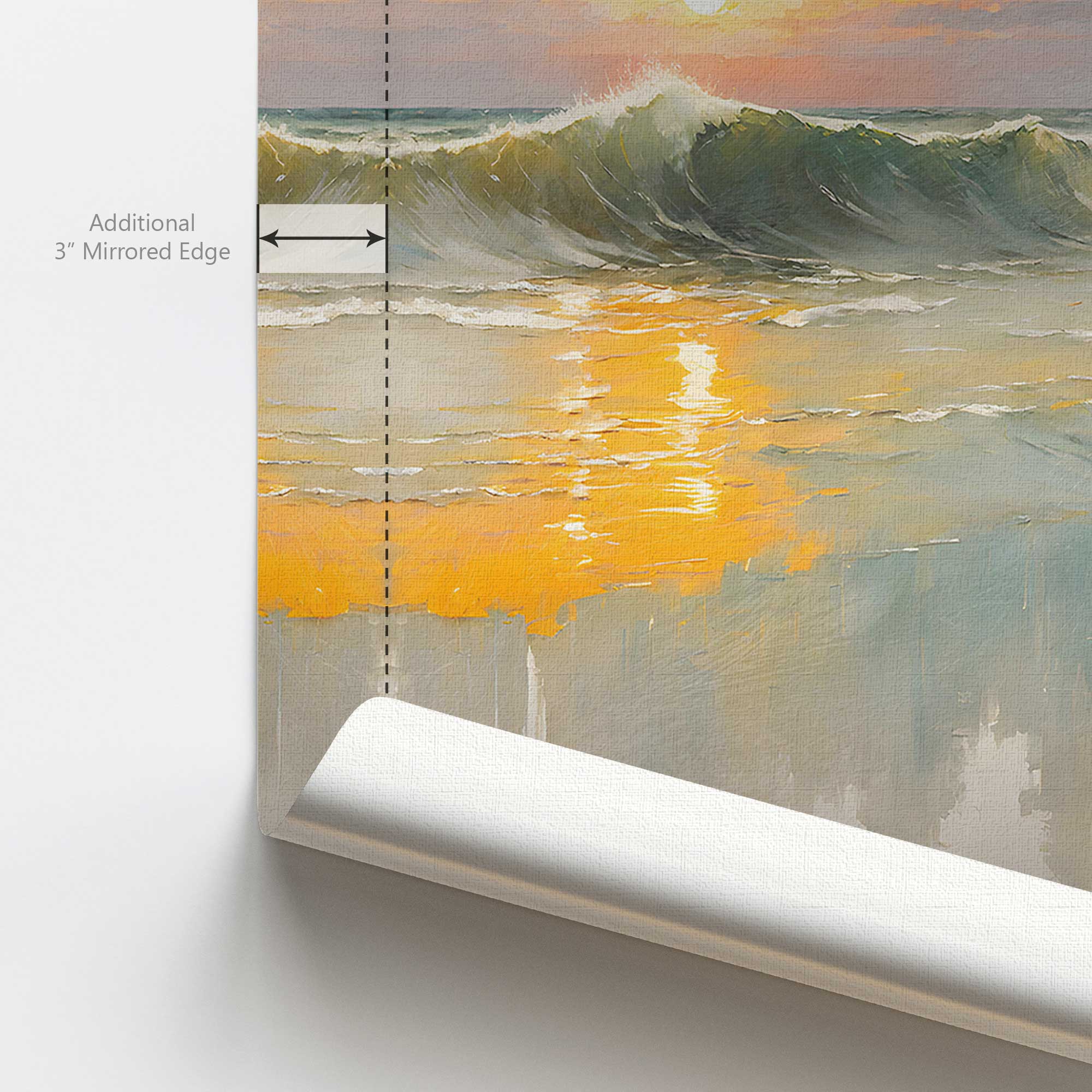 Golden Waves at Sunset Canvas Wall Art Print - Ocean Beach Decor for Living Room, Bedroom & Office