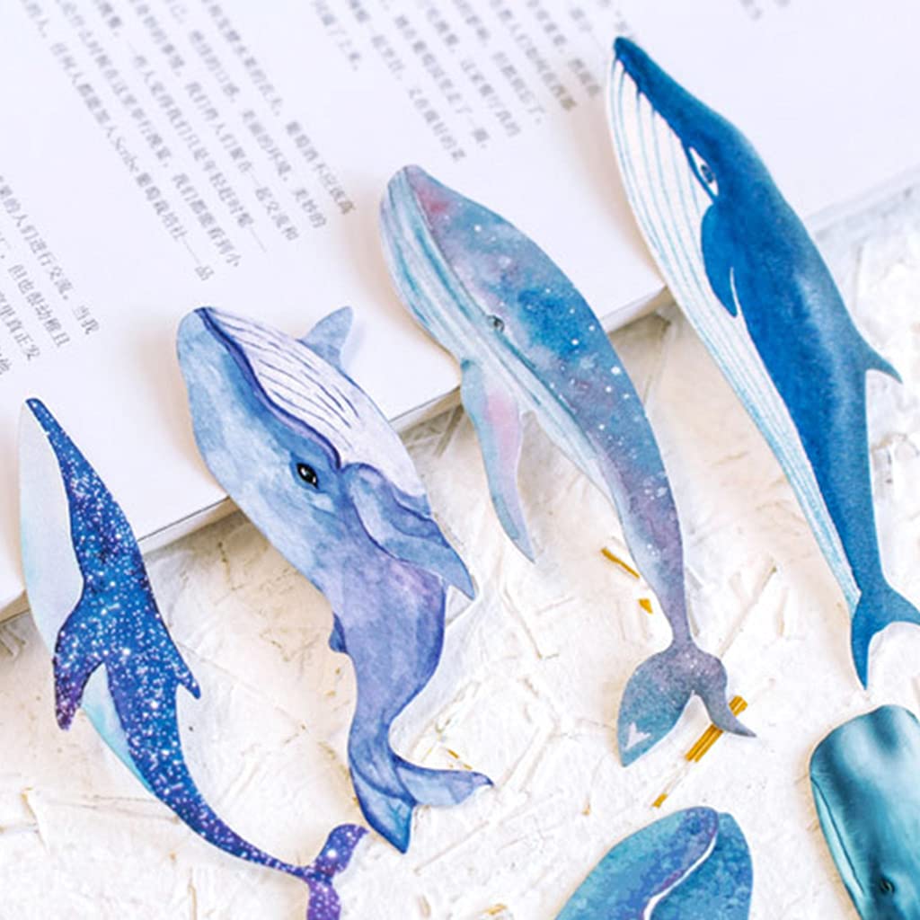 30 Pcs Colorful Whale Paper Bookmarks for Kids, Teens & Adults - Cute Reading Accessories, Office School Supplies, Book Lovers Gifts - Perfect for Classroom, Library, Study & DIY Projects