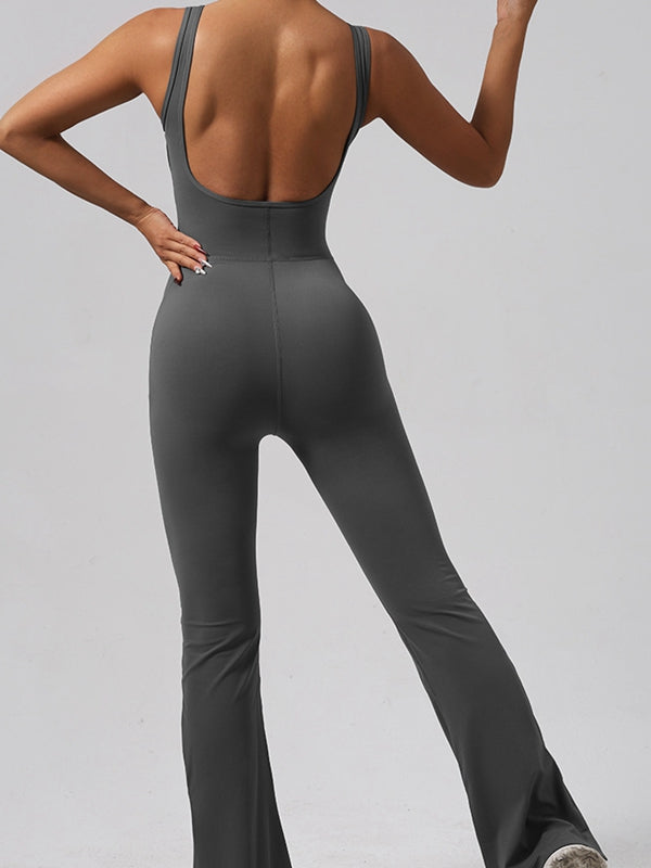 ZASUWA Women's Sexy Cross Neck Backless Flare Leg Jumpsuit - Perfect for Date Night, Parties & Special Occasions