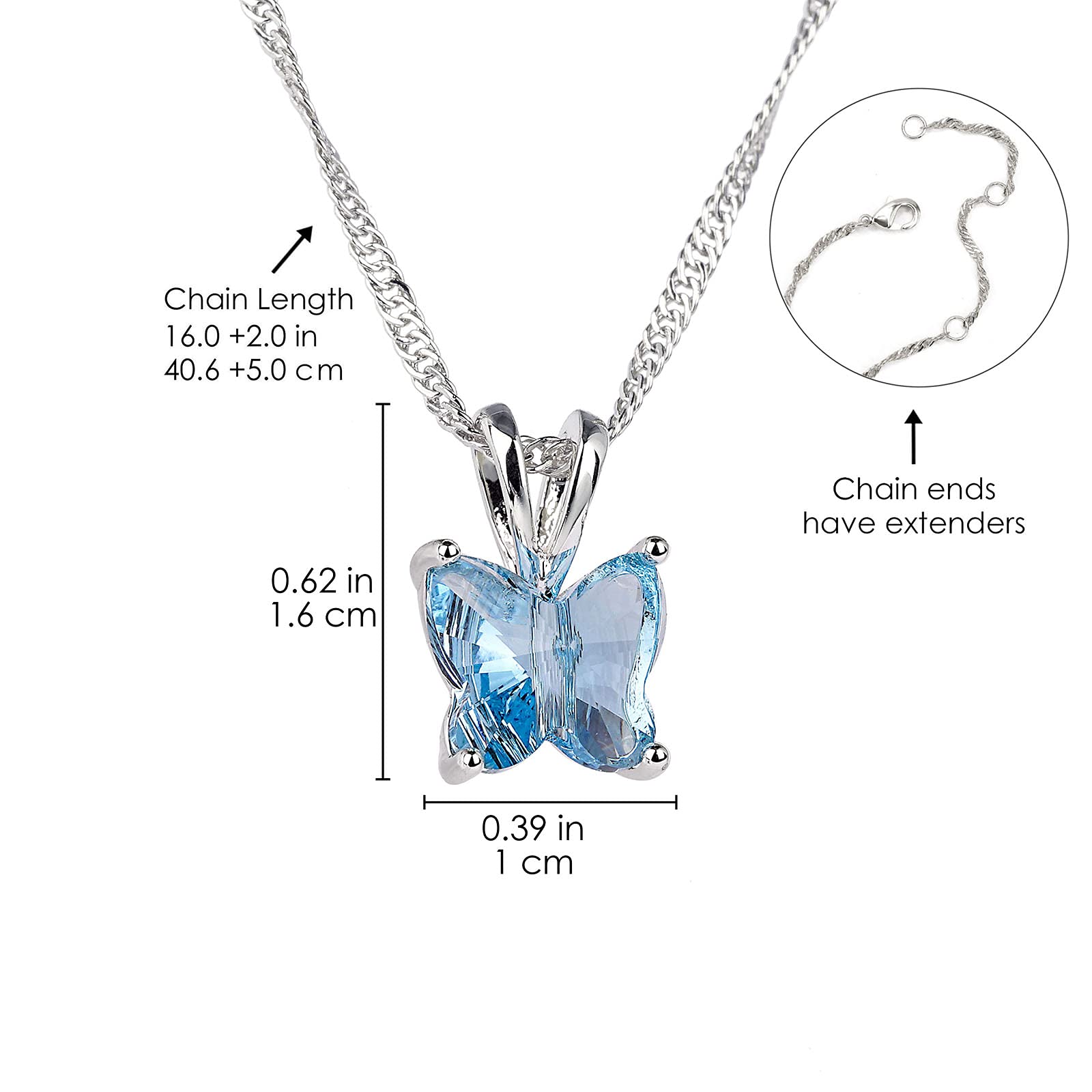 12 Month Birthstone Butterfly Necklace - Horoscope Crystal Choker with Premium Pendant Charm for Women & Girls (16+2 Inches) | Perfect Gift for Birthdays, Anniversaries & Special Occasions