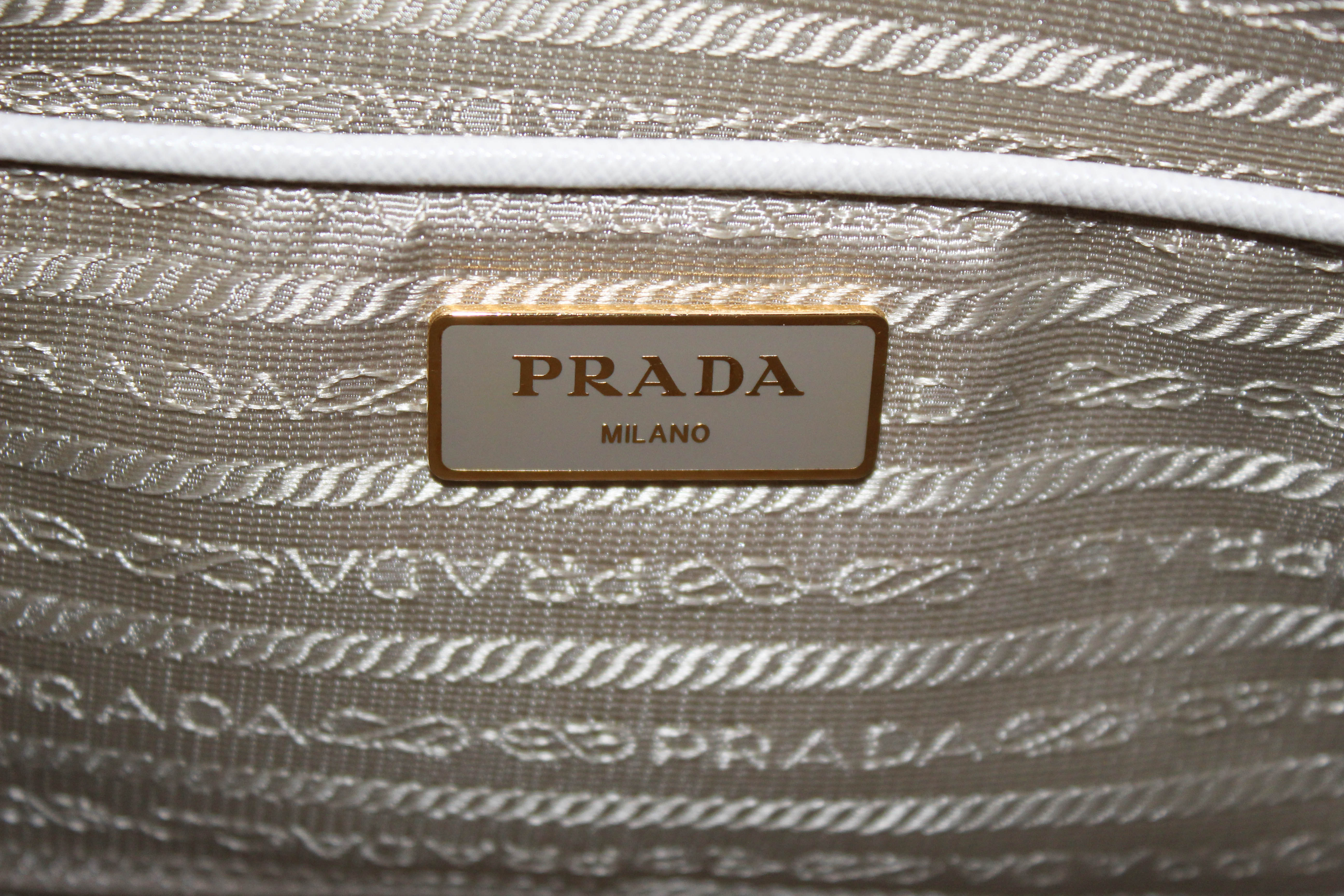 Authentic Prada White Saffiano Lux Leather Double Handle Large Tote Bag for Women | Luxury Designer Handbag for Work, Travel & Everyday Use