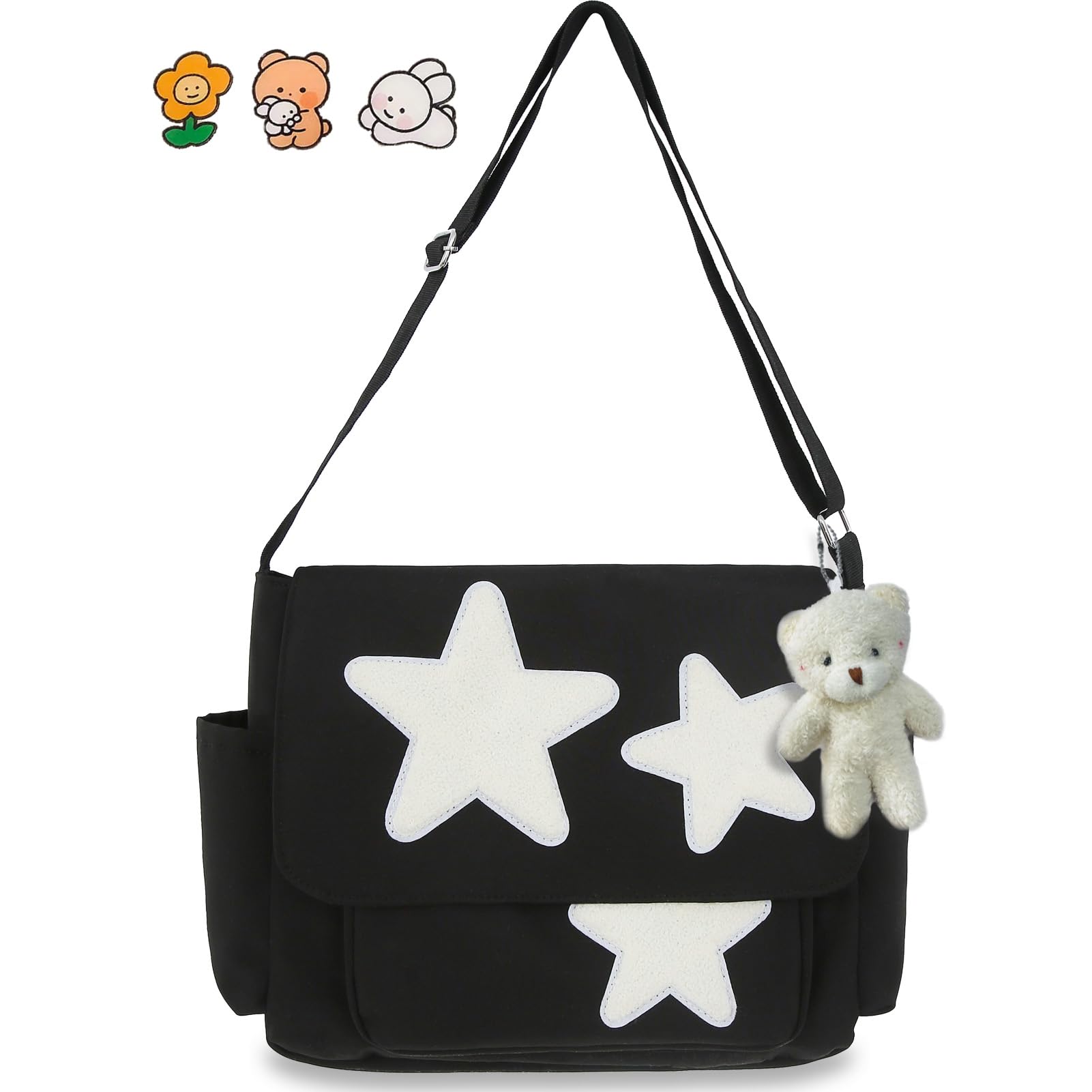 Stylish Small Messenger Bag for Women - Cute Kawaii Star Crossbody Shoulder Tote Bag with Accessories - Perfect Gift for Daily Use, Travel & Shopping