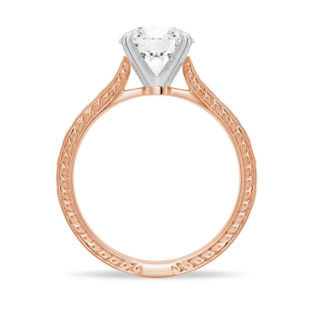 Vintage Two Tone Round Moissanite Engagement Ring With Milgrain Edges - Elegant Wedding Jewelry for Proposal, Anniversary & Special Occasions