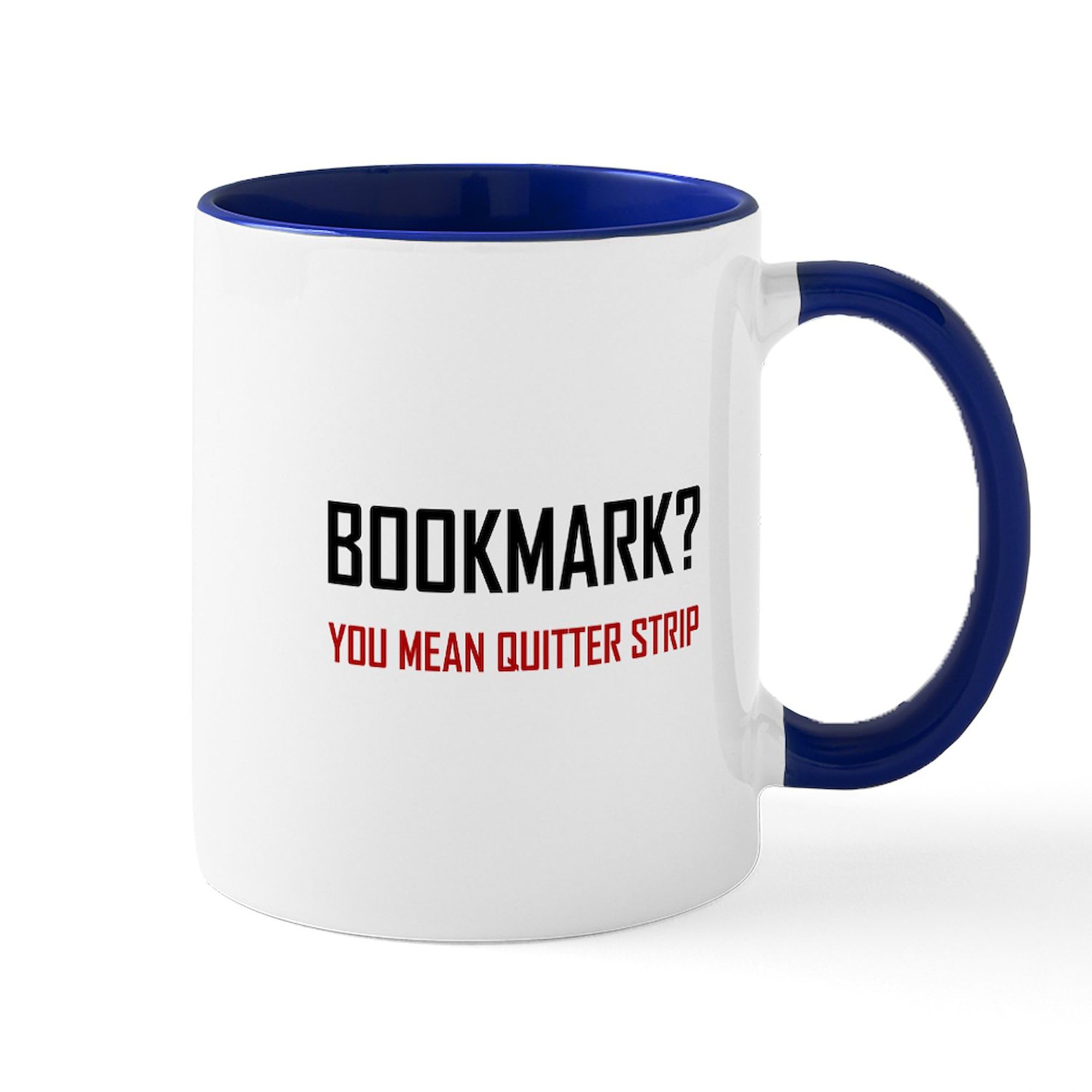 Quitter Strip Ceramic Coffee Mug 11 oz (325 ml) - Funny Book Lover Gift for Readers, Writers & Office Use - Perfect for Tea, Coffee & Hot Beverages at Home or Work