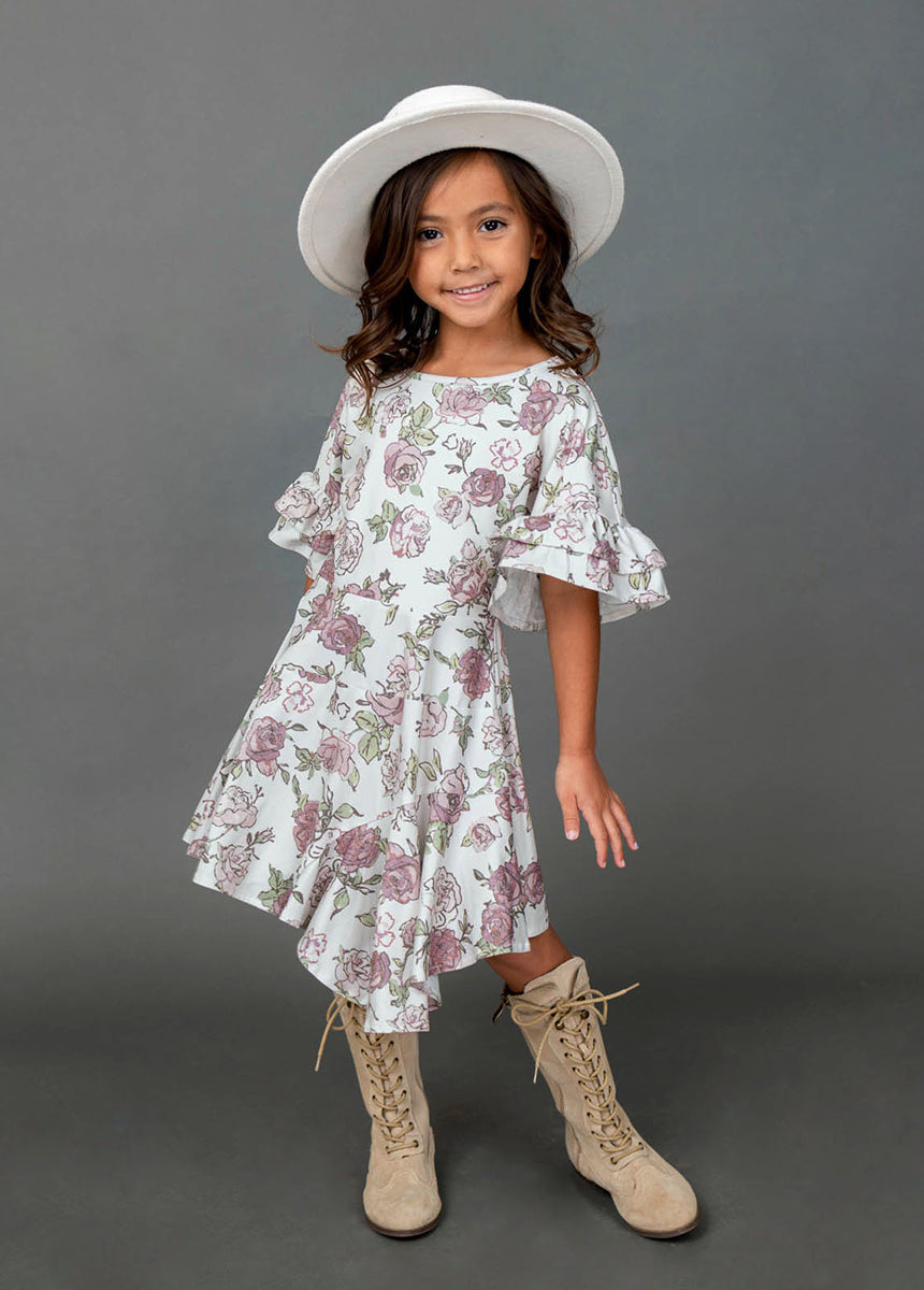 Emilia Boho Rose Dress - Floral Print Bohemian Maxi Dress for Women | Perfect for Beach Vacations, Summer Parties & Casual Outings