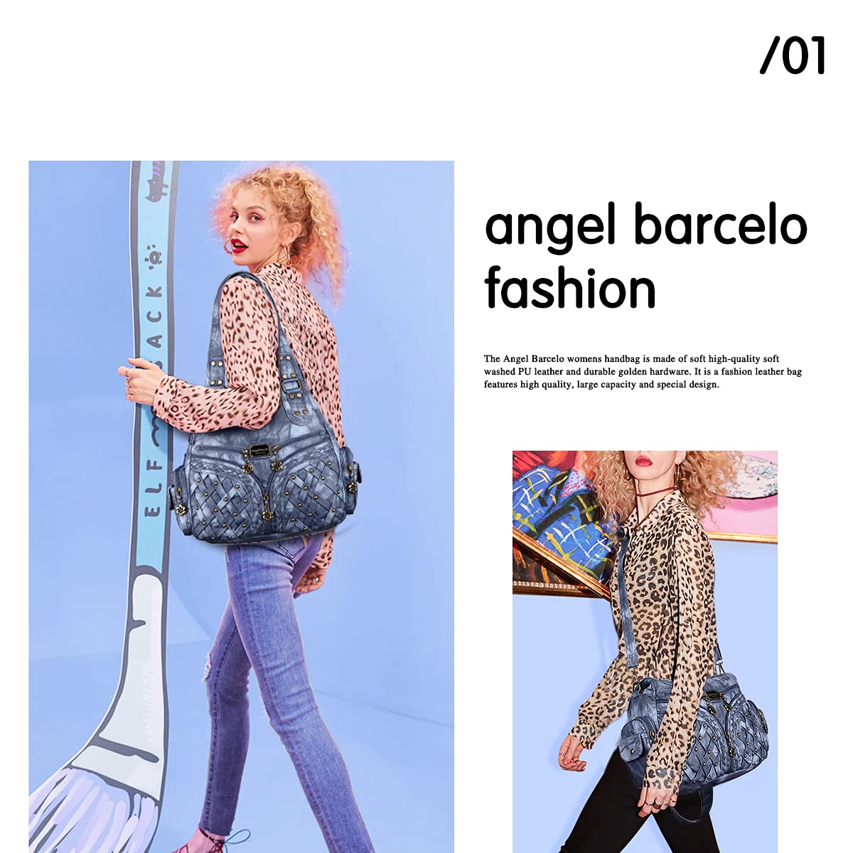 Angel Barcelo Women's Fashion Handbags - PU Leather Tote, Shoulder, Top Handle & Satchel Hobo Bags for Work, Travel & Everyday Use