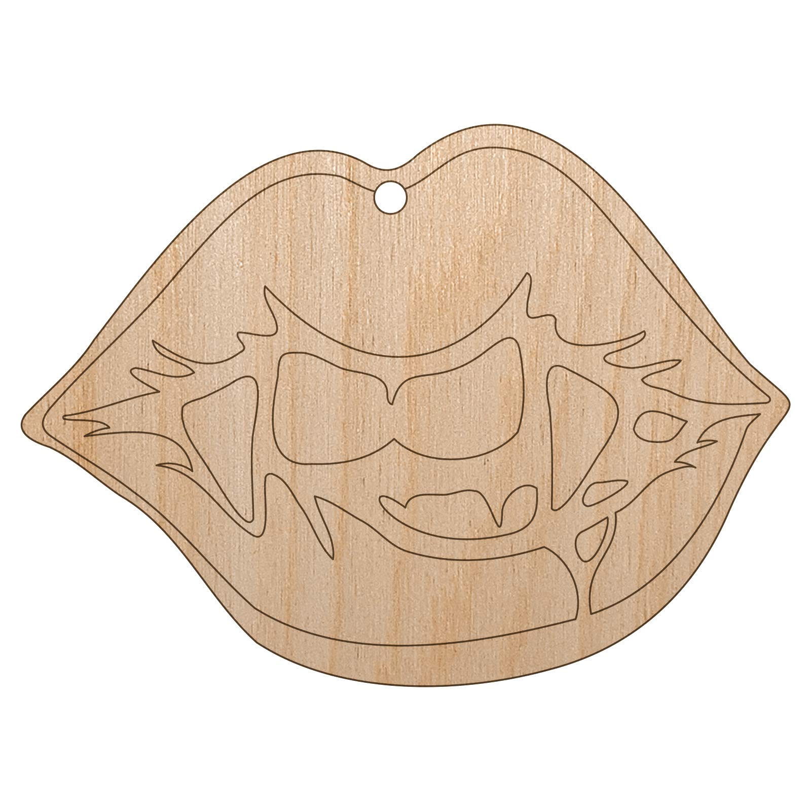 Sniggle Sloth Vampire Lips & Teeth Wood Ornament - Halloween & Christmas DIY Craft with Pre-Drilled Holes - Perfect for Tree Decor, Party Favors & Holiday Gift Making