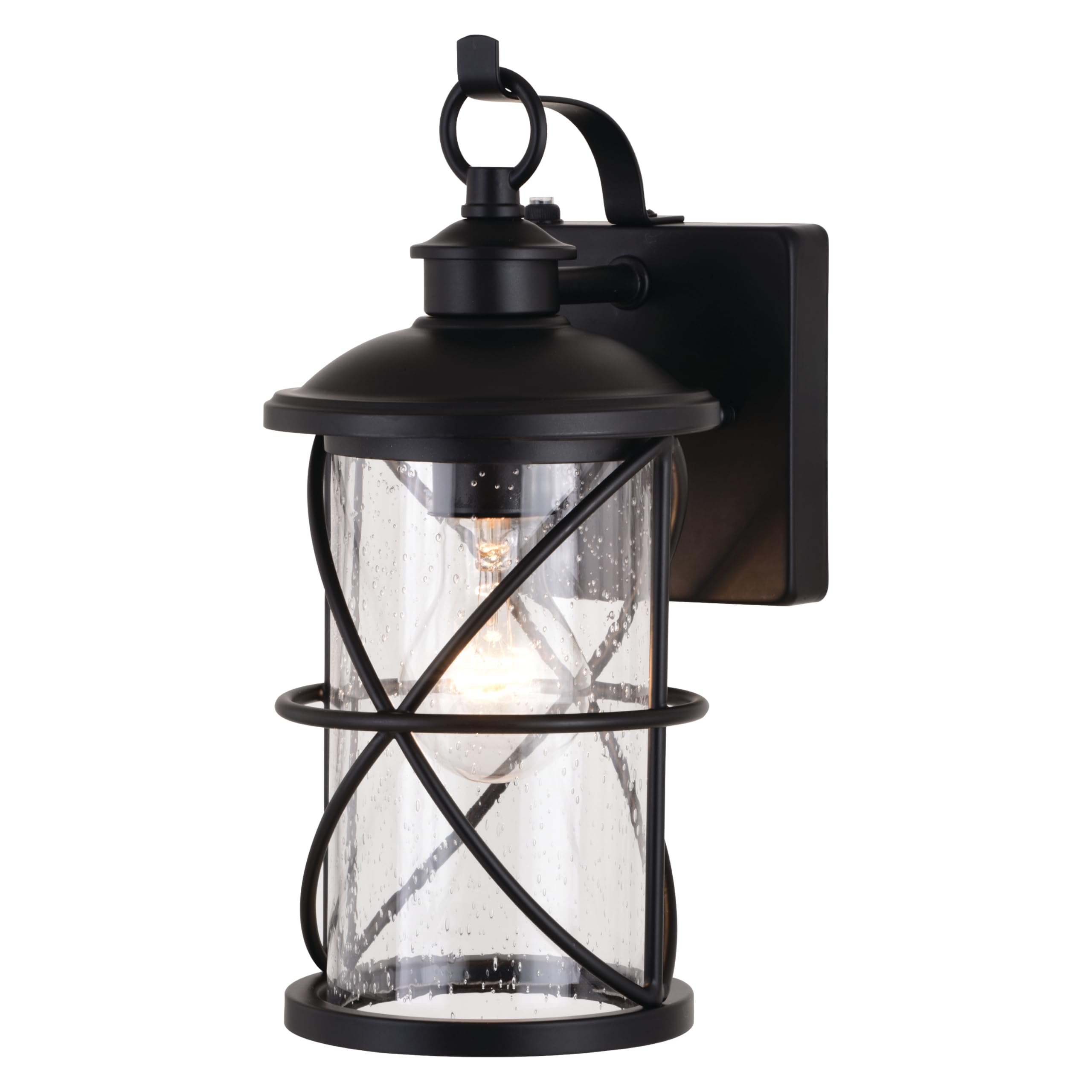 VAXCEL Adams 1-Light Black Outdoor Wall Lantern with Clear Glass & Dusk to Dawn Sensor - Weatherproof Exterior Light for Porch, Patio, Garage Entryway