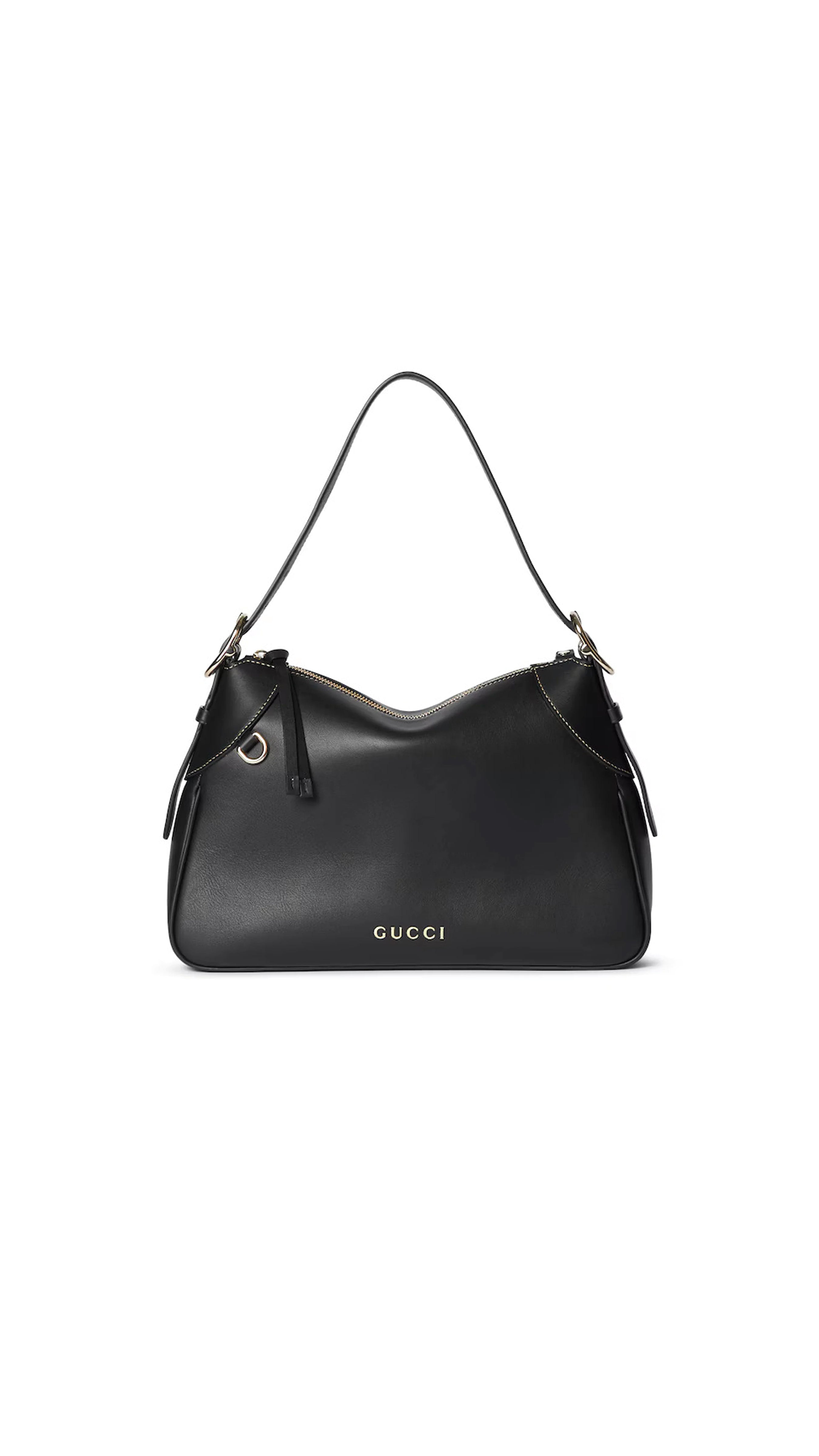 GG Emblem Shoulder Bag for Women - Stylish Crossbody Purse with Adjustable Strap, Black - Perfect for Work, Travel & Everyday Use