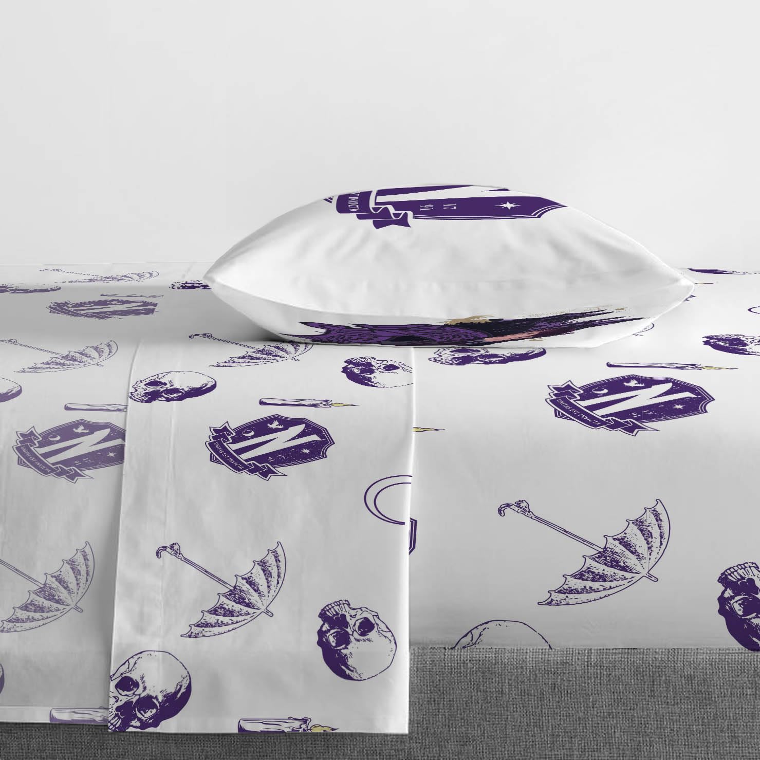 Wednesday Addams Twin Comforter Set - 5 Piece Bedding with Sheets & Pillowcases - Black & Grey Striped Super Soft Kids Bedding for Boys & Girls - Perfect for Halloween, Gothic Room Decor or Addams Family Themed Bedrooms