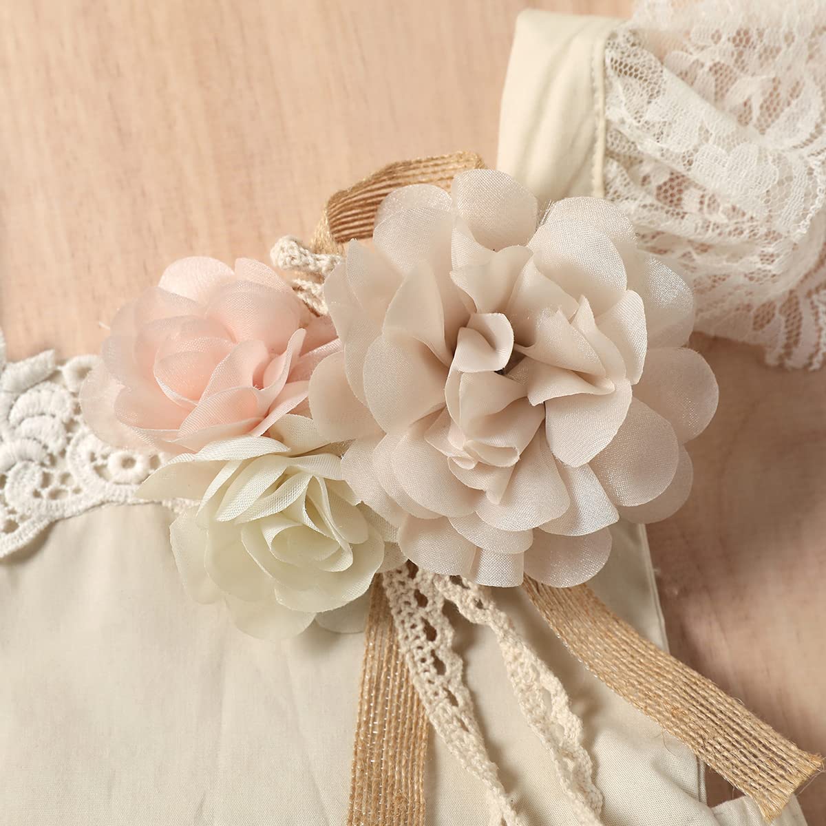 Baby Girl Outfit - Sleeveless Floral Lace Embroidery Romper with Tulle Dress & Headband Set | Newborn Photoshoot, Christening, Birthday Party, Special Occasion Dresses