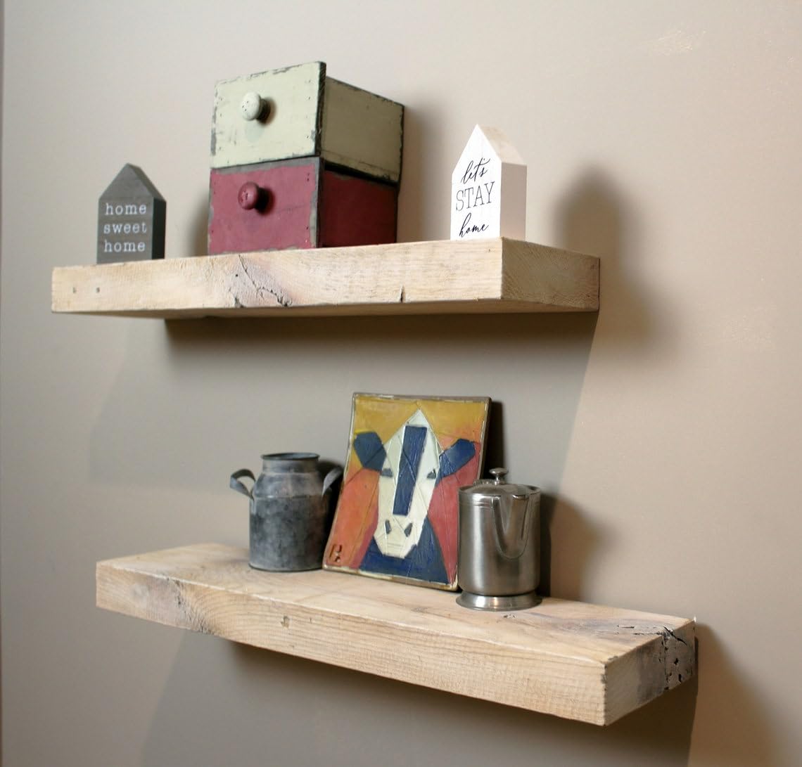 Reclaimed Wood Wall Shelves Set of 2 - 24