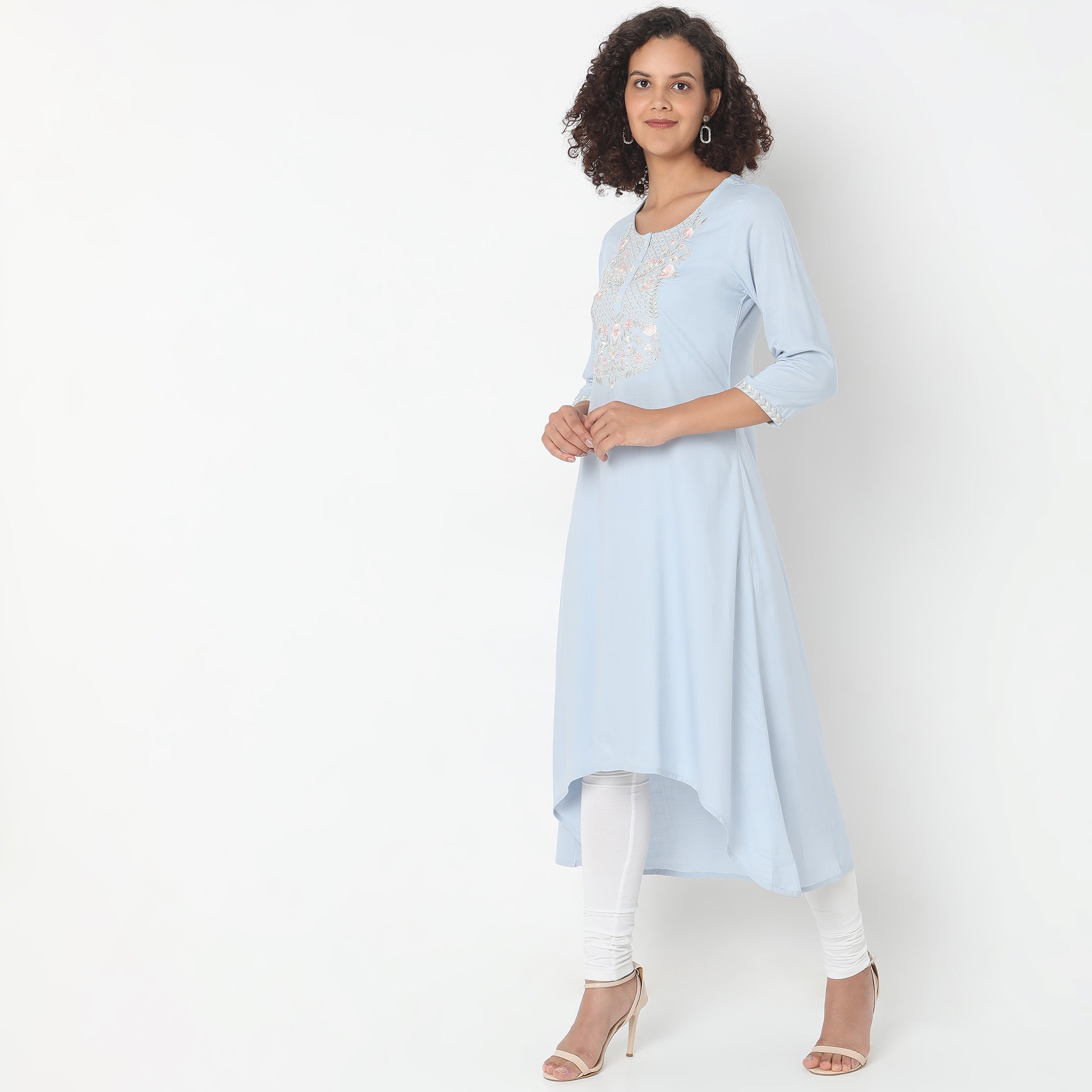 Flare Fit Embroidered Kurta for Women | Traditional Indian Tunic Top | Elegant Ethnic Wear for Festivals, Weddings & Parties | Comfortable Cotton Kurti for Daily Wear
