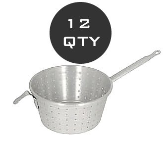 12-Pack Commercial Grade Aluminum Pan Strainers - Bulk Restaurant & Kitchen Supplies for Baking, Frying & Food Prep