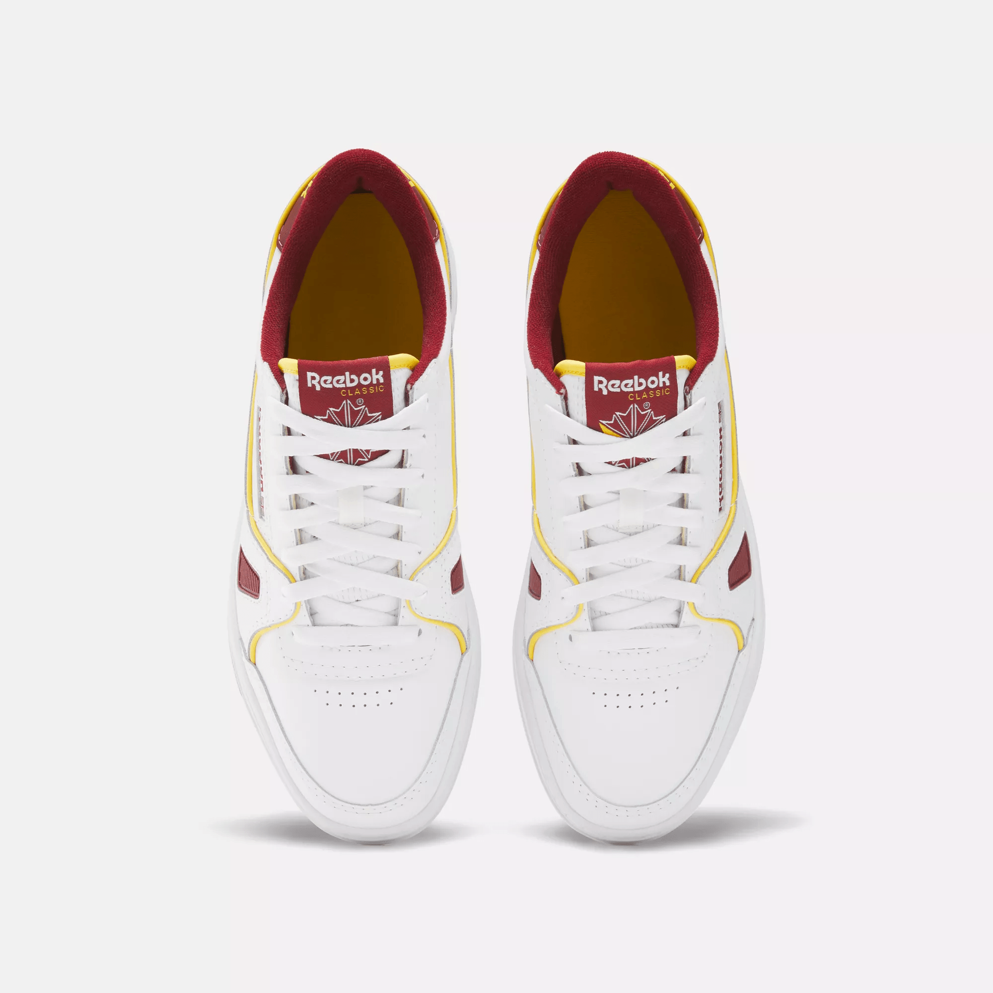 Reebok LT Court Shoes for Men & Women - White, Rich Maroon & Fierce Gold Colorway - Tennis & Casual Sneakers for Court Sports & Everyday Wear