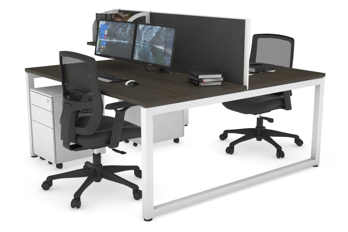 Quadro Loop Legs 2-Person Office Workstation - 1200L x 800W with Cable Management Scallop - Perfect for Collaborative Workspaces & Shared Office Desks
