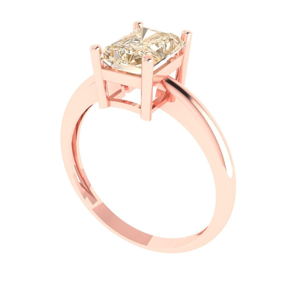 1.75ct Natural Brown Morganite Engagement Ring - Radiant Cut Solitaire in 18K Rose Gold for Wedding, Bridal, Promise & Anniversary | Elegant Jewelry Gift for Her