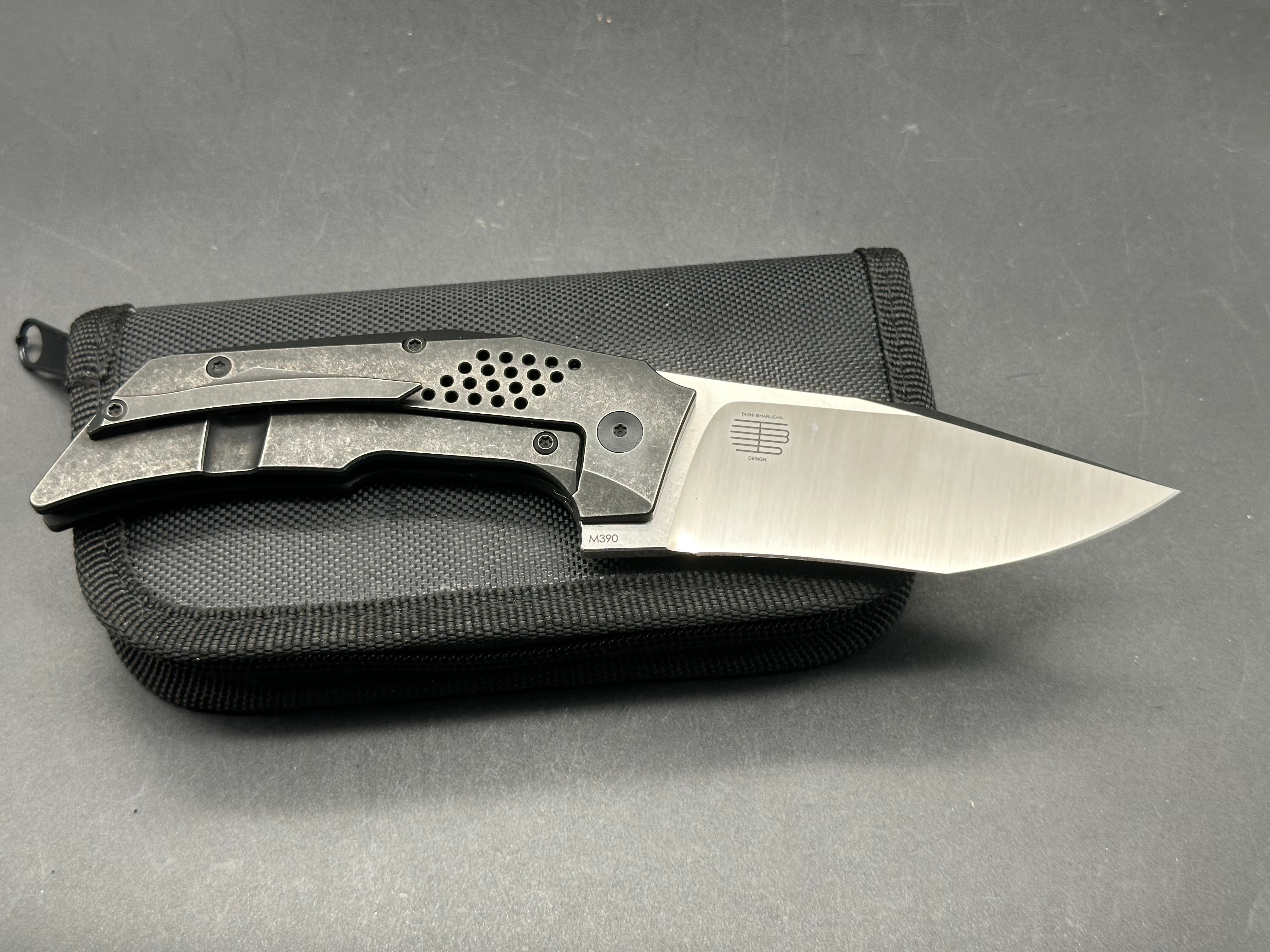 Reate Tashi Bharucha T3500 Folding Knife - Bronze Titanium Frame with Textured Brass Inlays | EDC Pocket Knife for Outdoor, Camping & Everyday Carry