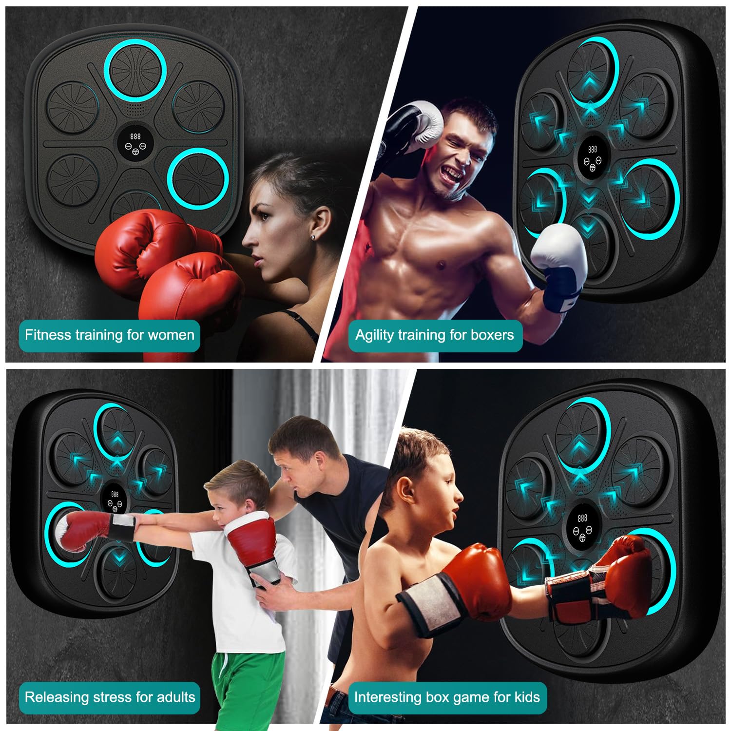 2025 Smart Music Boxing Machine - LED Electronic Wall Mounted Training Equipment for Adults & Kids | Home Gym Workout with Premium Boxing Gloves | Perfect for Indoor Fitness, Family Exercise & Stress Relief