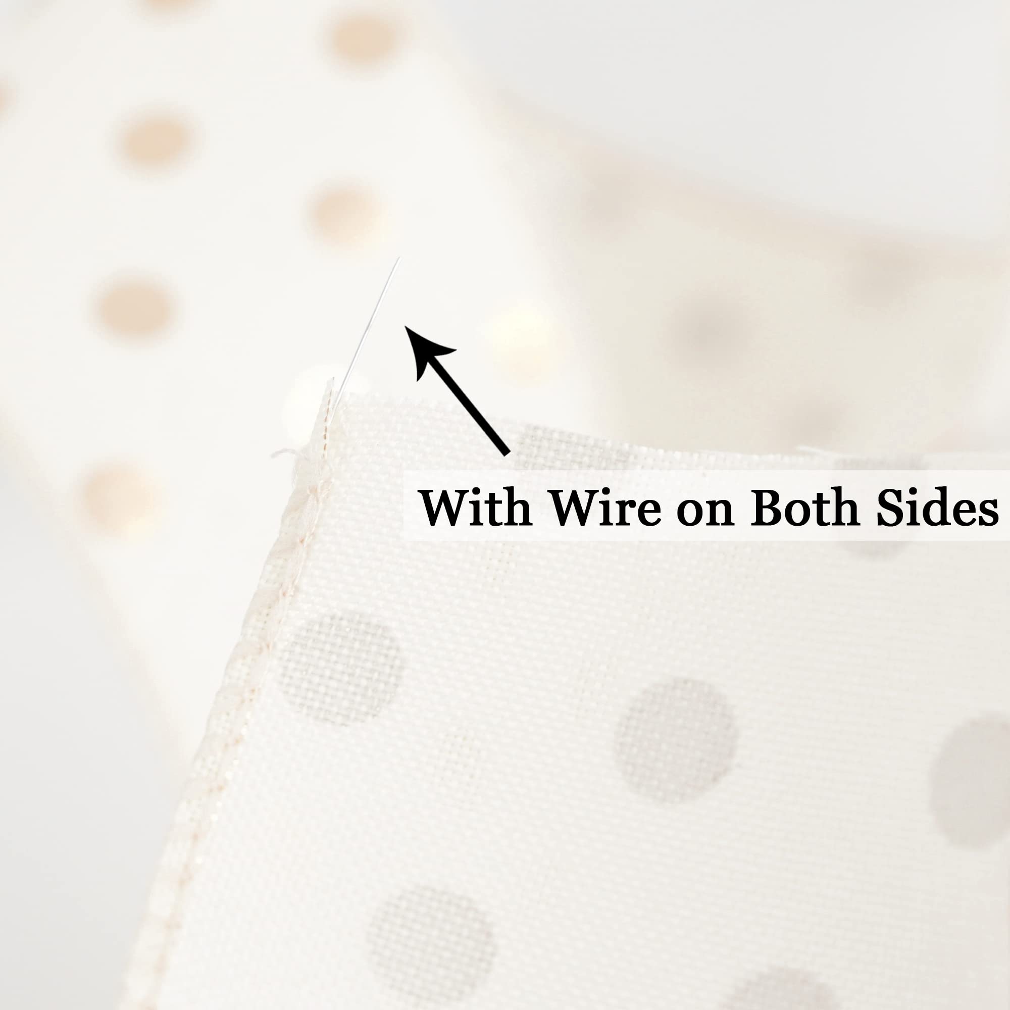 Gold Polka Dot Wired Ribbon - 2.5 Inch x 10 Yards White & Gold Burlap Ribbon with Wire Edge for Christmas Wreaths, Gift Wrapping, Basket Bows, Craft Decorations - Perfect for Holiday DIY Projects, Party Decor, and Seasonal Home Decoration