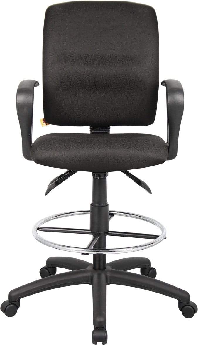 Boss Multi-Function Fabric Drafting Stool [B1635 BK] - Adjustable Height Office Chair for Artists, Designers & Tattoo Studios - Ergonomic Stool for Drawing, Sewing & Crafting Workstations
