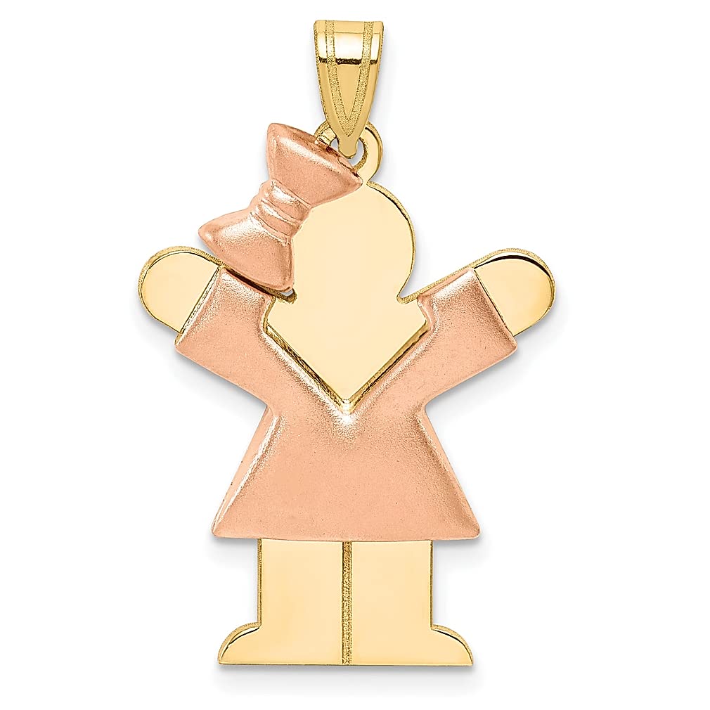 14K Two-Tone Yellow Gold Engravable Bow Charm Necklace for Women - Elegant Baby Girl Pendant, Fine Jewelry Gift for Her - Perfect for Birthdays, Anniversaries, and Special Occasions