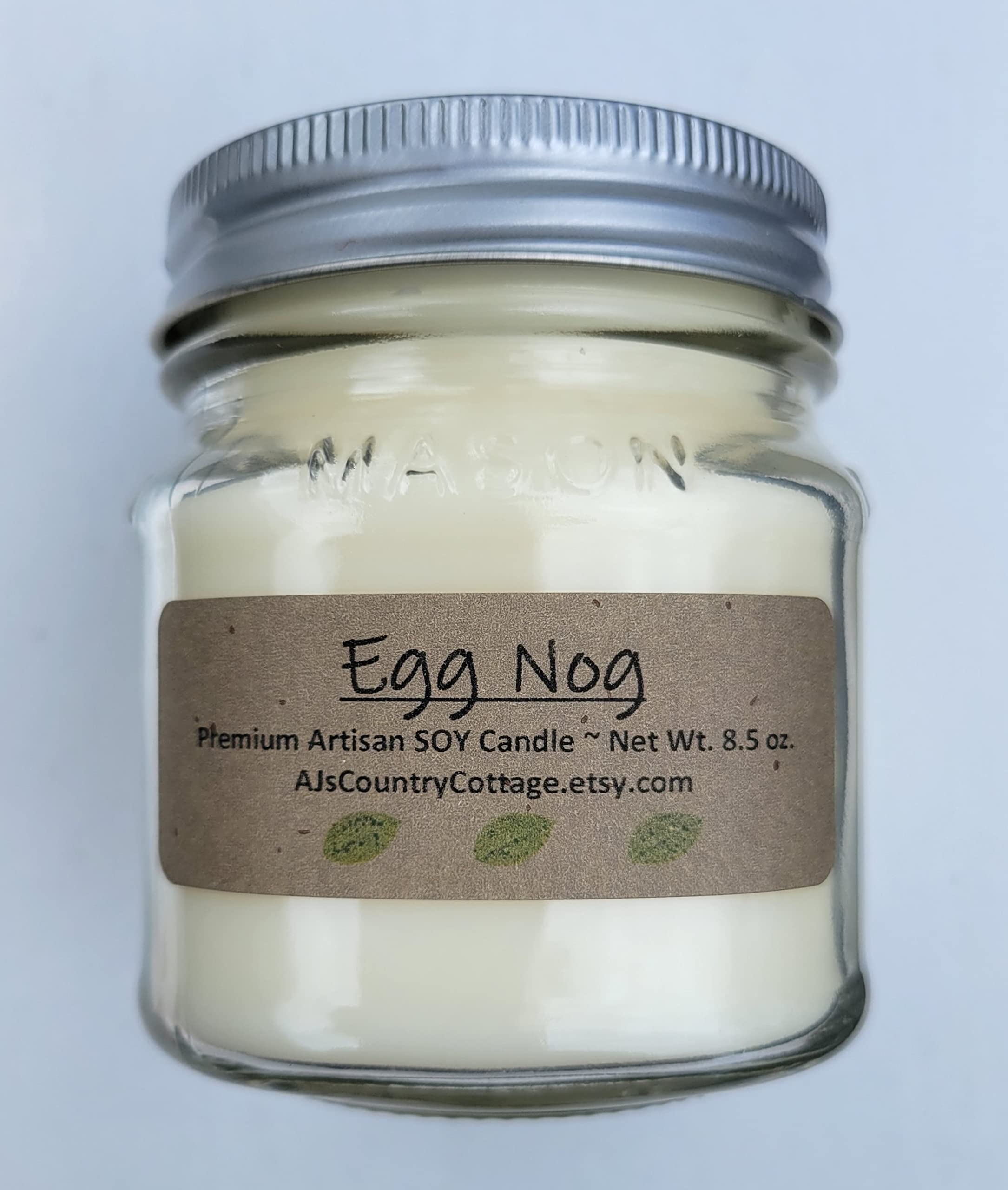 Egg Nog Soy Candle - Festive Holiday Christmas Scented Candle for Home Decor, Gift Giving & Cozy Winter Evenings