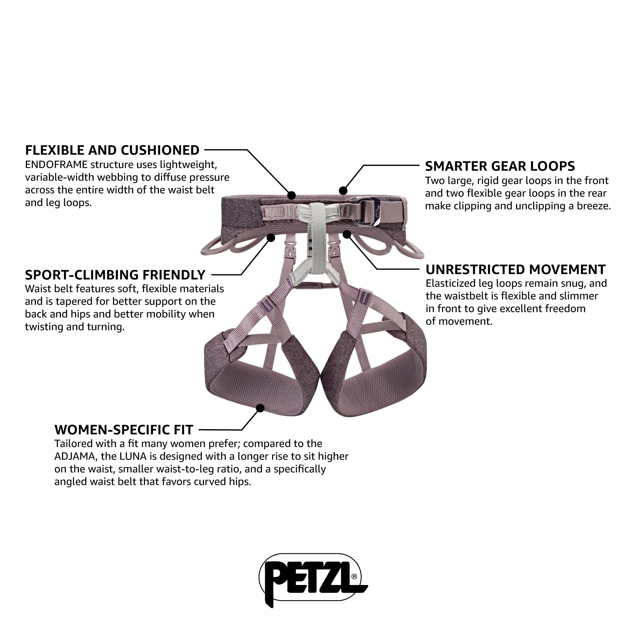 PETZL Selena Women's Rock Climbing Harness - Lightweight & Adjustable for Gym Training, Outdoor Crag & Multi-Pitch Routes | Perfect for Indoor Climbing, Sport Climbing & Alpine Adventures