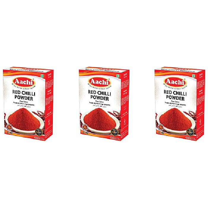 Aachi Red Chilli Powder - Pack of 3 (200g Each) | Premium Indian Spice for Cooking, Curry, BBQ & Mexican Dishes | Hot & Flavorful Seasoning for Home Chefs