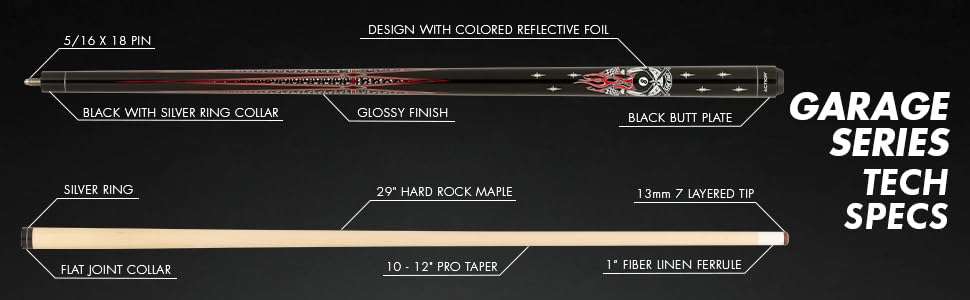 Premium Black & Red Horseshoe Pool Cue Stick - Professional Billiard Accessory for Home Game Rooms, Bars & Tournaments
