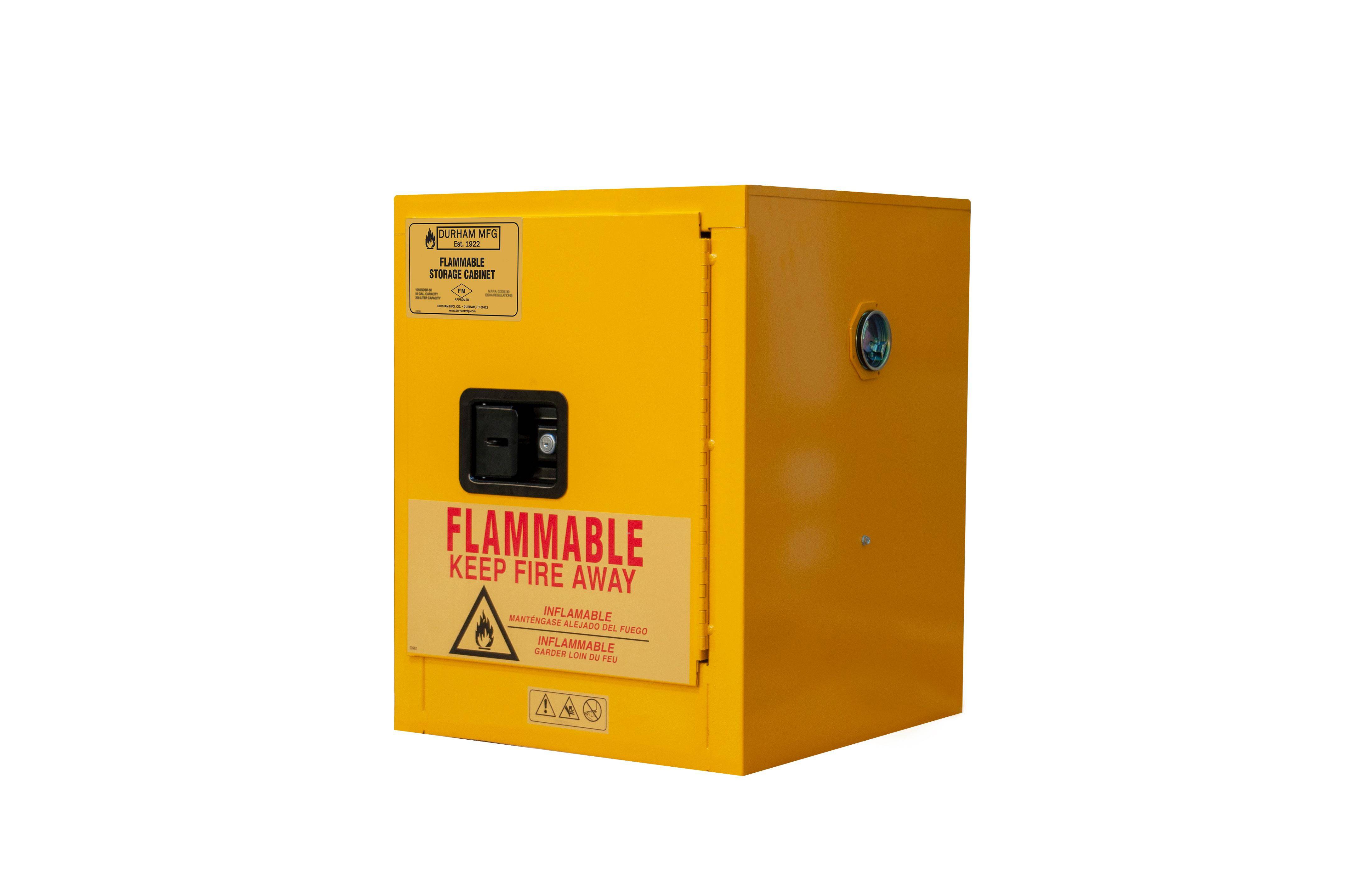 Flammable Storage Cabinet - OSHA Compliant Safety Cabinet for Chemicals, Gasoline & Paint - Perfect for Garage, Workshop & Industrial Use