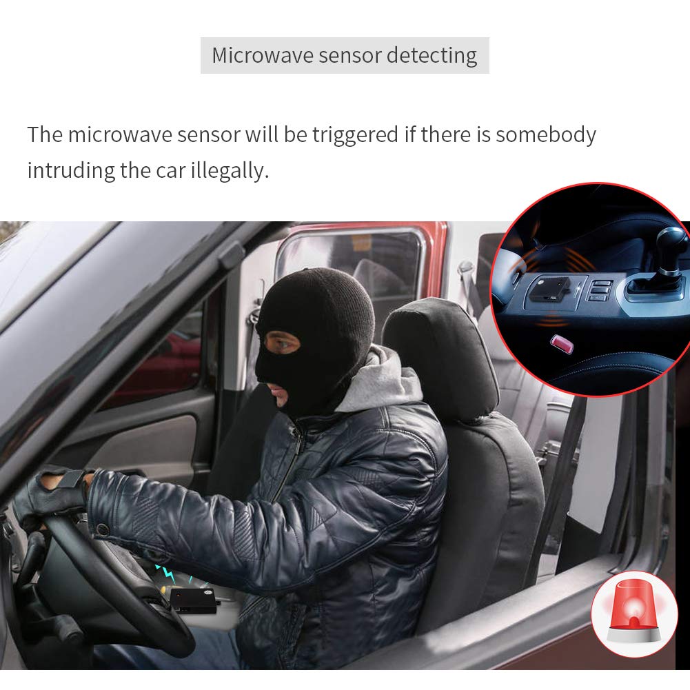EASYGUARD EC010-MS PKE Car Security System - 12V Passive Keyless Entry, Push Button Start, Remote Starter with Microwave Sensor & Shock Alarm | Anti-Theft Protection for Vehicles, Parking Safety
