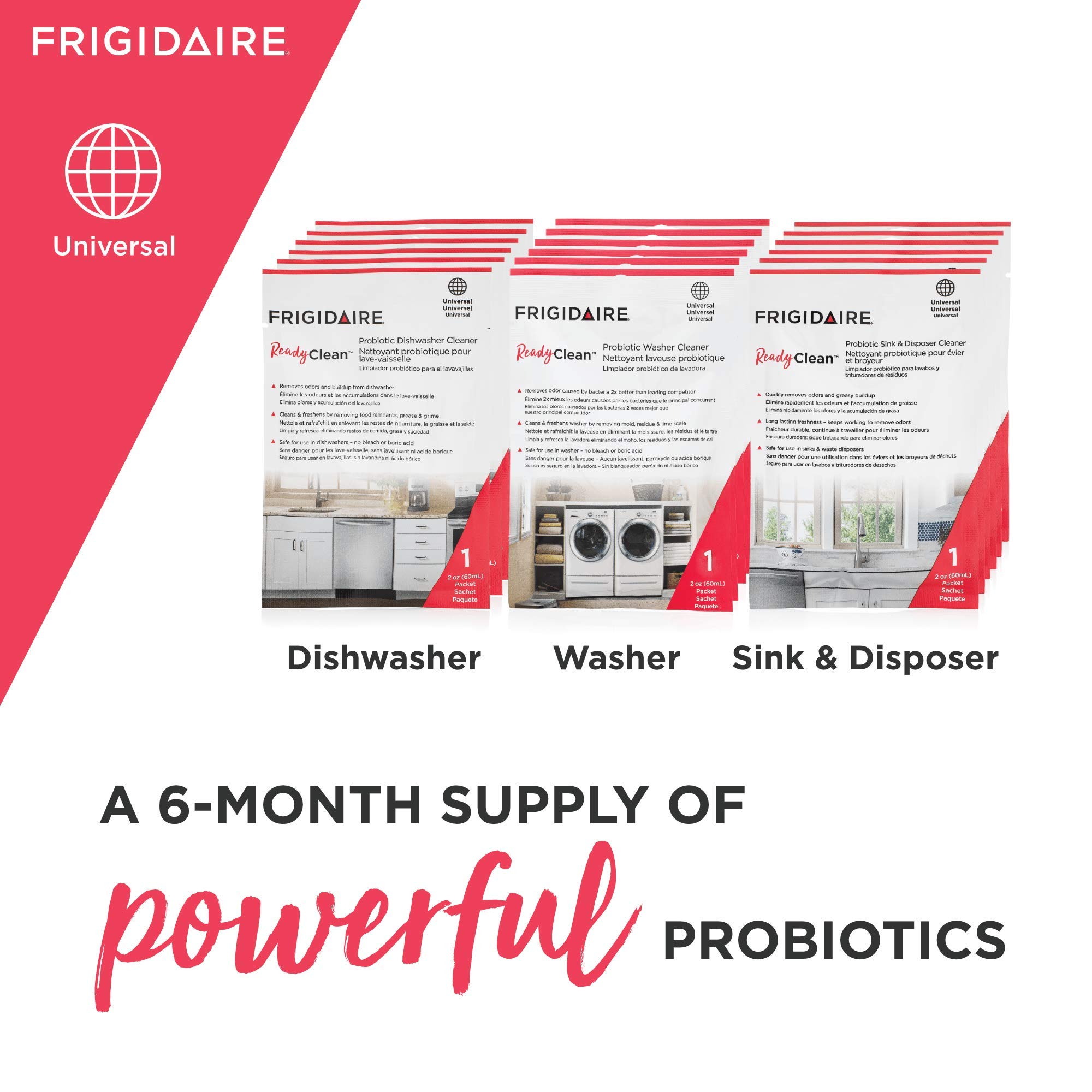 Frigidaire 10FFHOME01 Ready Clean Probiotic Appliance Care Kit - Refrigerator & Freezer Cleaning System - Eliminates Odors & Maintains Freshness - Perfect for Home Kitchen Appliances Maintenance