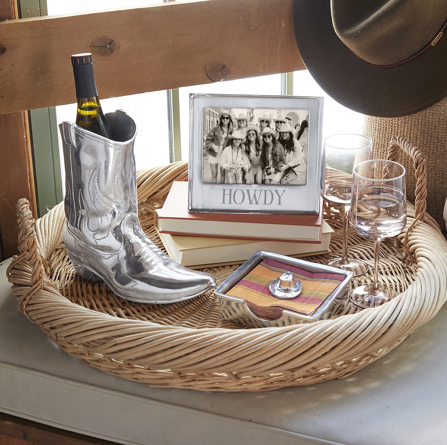 Premium Cowboy Hat Shaped Napkin Holder Box Set - Western Themed Party Decor for Weddings, BBQs, and Country Events
