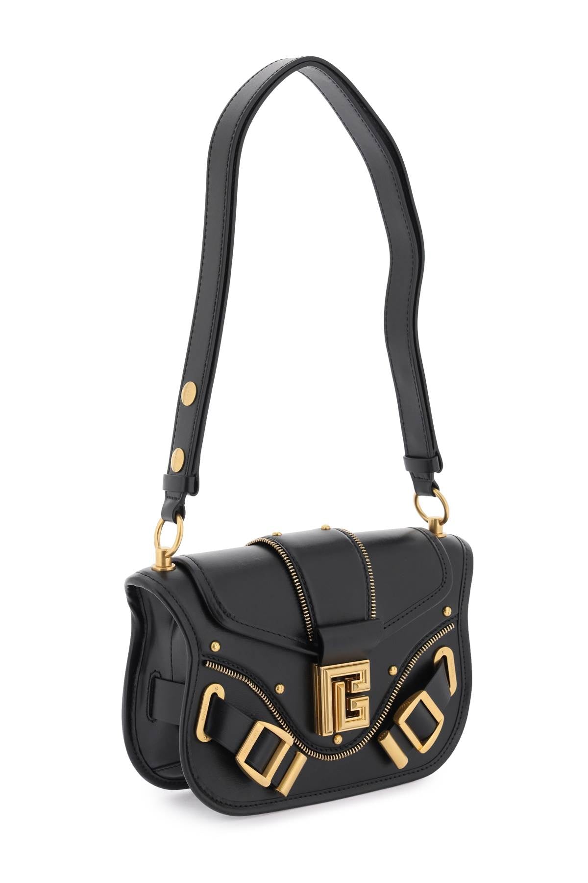 Balmain Leather 'Blaze' Bag with Monogram Buckle - Luxury Designer Handbag for Women, Perfect for Evening Parties & Special Occasions
