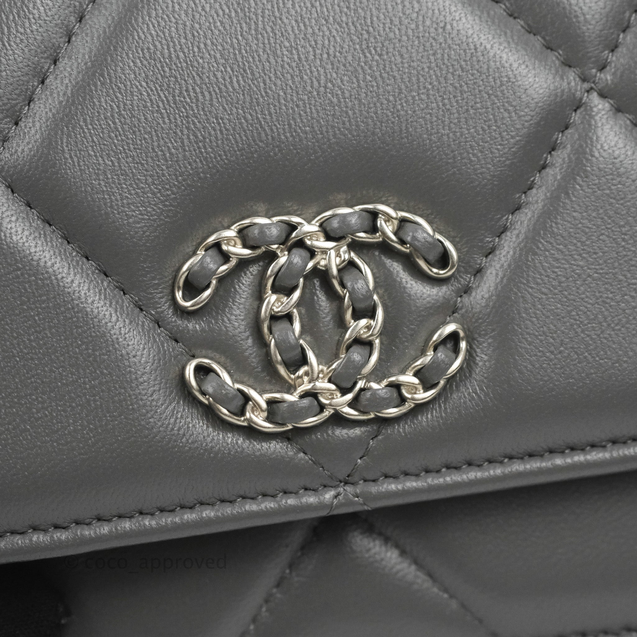 Chanel 19 Wallet on Chain WOC Dark Grey Lambskin Mixed Hardware - Luxury Crossbody Bag for Women, Perfect for Evening Events & Daily Use