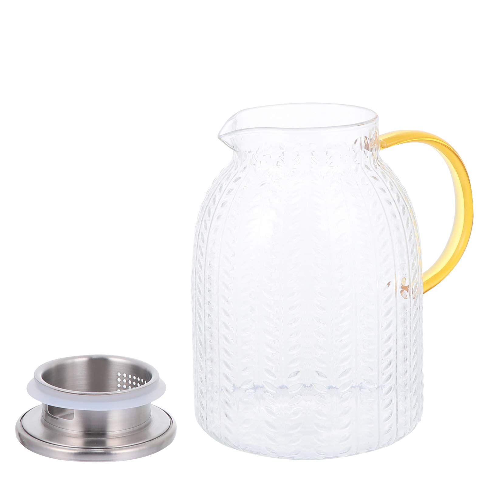 Premium Glass Cold Water Jug - 2L Large Capacity, BPA-Free, Fashionable & Durable Glass Pitcher for Iced Tea, Lemon Water & Infused Drinks - Perfect for Refrigerator, Parties & Outdoor Picnics