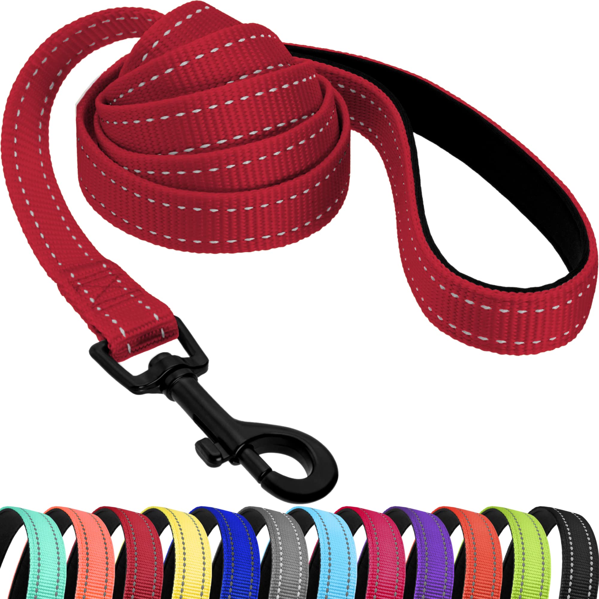 **CollarDirect 5ft Heavy Duty Reflective Nylon Dog Leash - Durable Pet Leash for Small, Medium & Large Dogs - Perfect for Walking, Running & Training (Red, Small) - Ideal for Outdoor Adventures & Nighttime Safety**