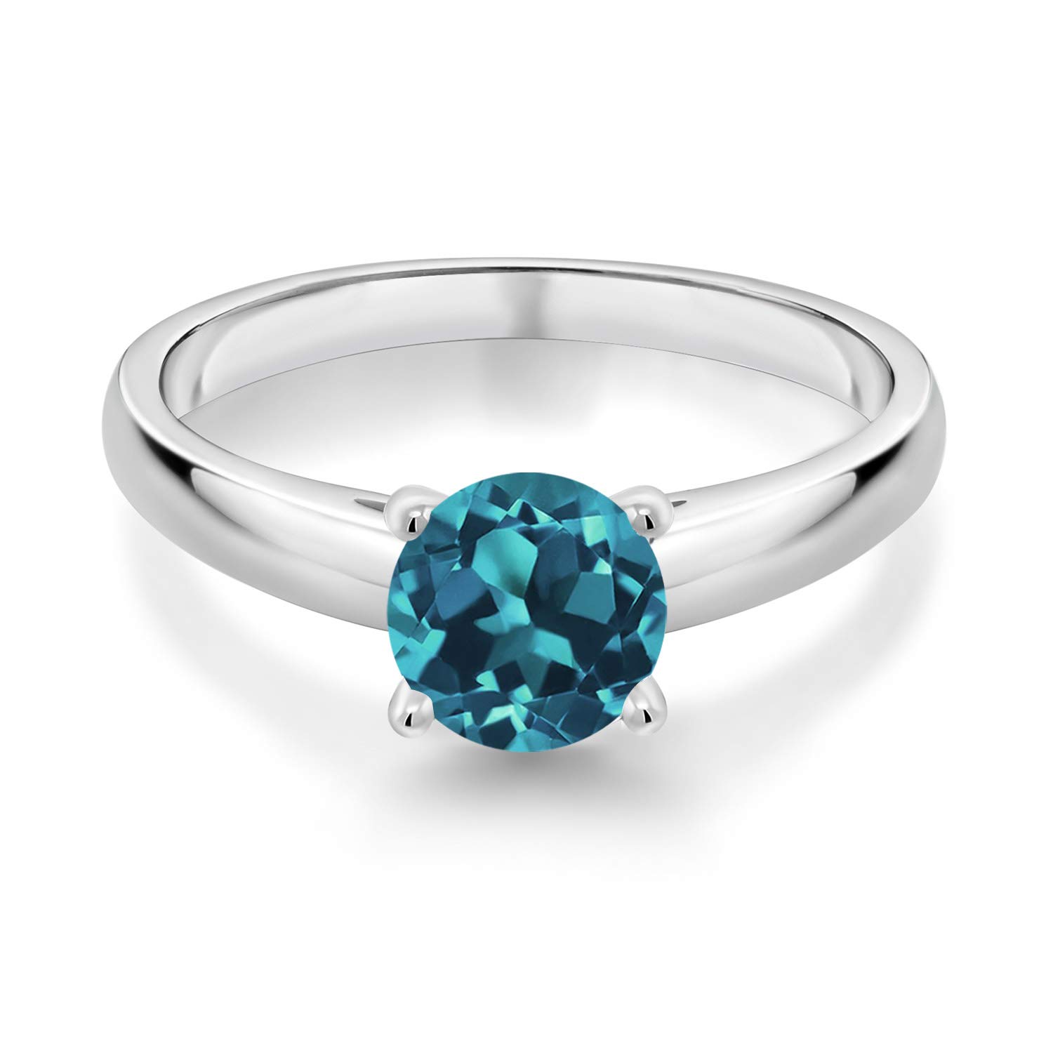 1.33 Ct Round London Blue Topaz 10K White Gold Ring for Women - Elegant Gemstone Engagement & Wedding Band - Perfect for Anniversary, Proposal, or Gift