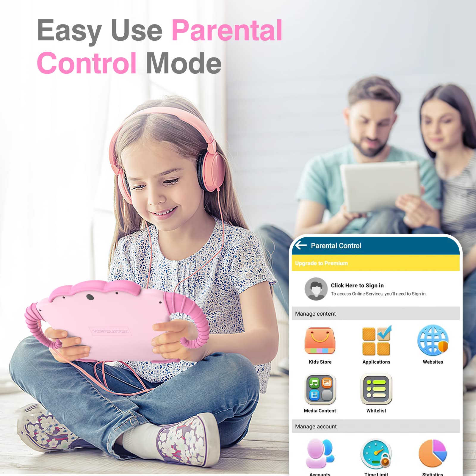 7IN Kids Tablet 32GB - Android Learning Tablet for Toddlers & Children with Educational Games, HD IPS Screen & Parental Controls - Perfect for Homeschooling & Early Learning (Pink)