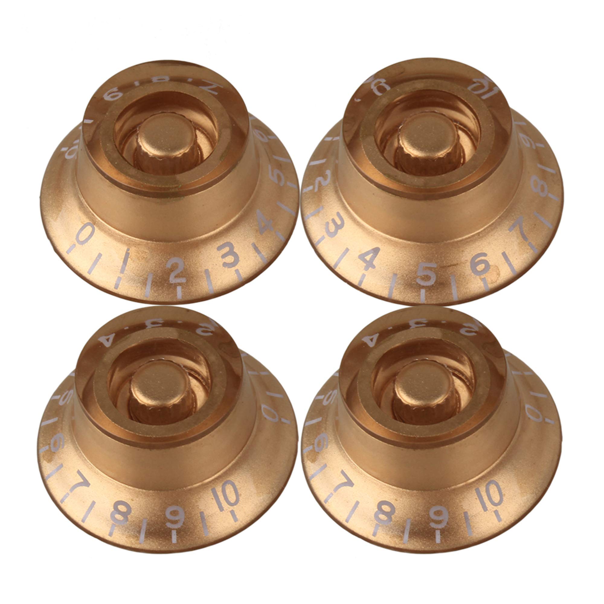 4Pcs 0.22Inch Plastic Gold & White Lettering Electric Guitar Control Knobs - Replacement Parts for Gibson, Fender & Les Paul Guitars - Perfect for Tone & Volume Adjustment