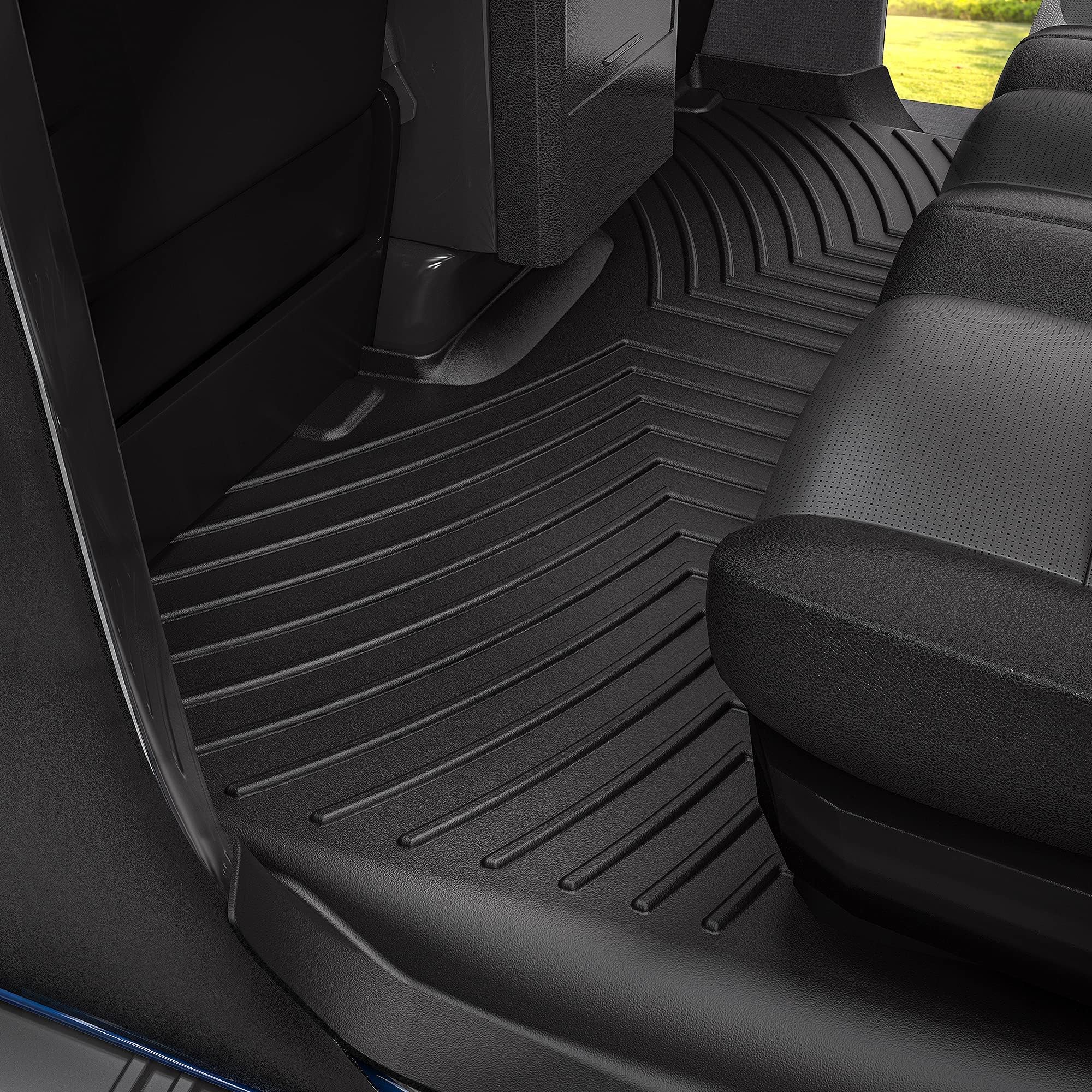 OEDRO All-Weather TPE Floor Mats for 2015-2021 Ford Mustang - Black Custom Fit Front & Rear Seat Liners Full Set - Perfect for Daily Driving, Road Trips and Extreme Weather Protection