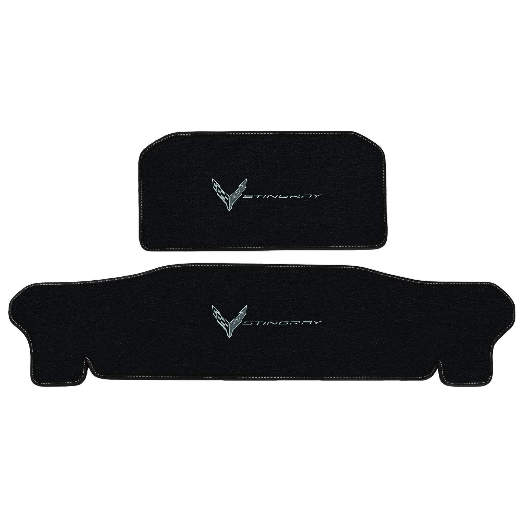 Premium Custom-Fit Carpeted Floor Mats for Corvette C8 2020-2024 - Luxury Car Floor Liners with Frunk & Trunk Mats (Charcoal, Stingray Logo) - Perfect for Sports Car Protection & Style Enhancement