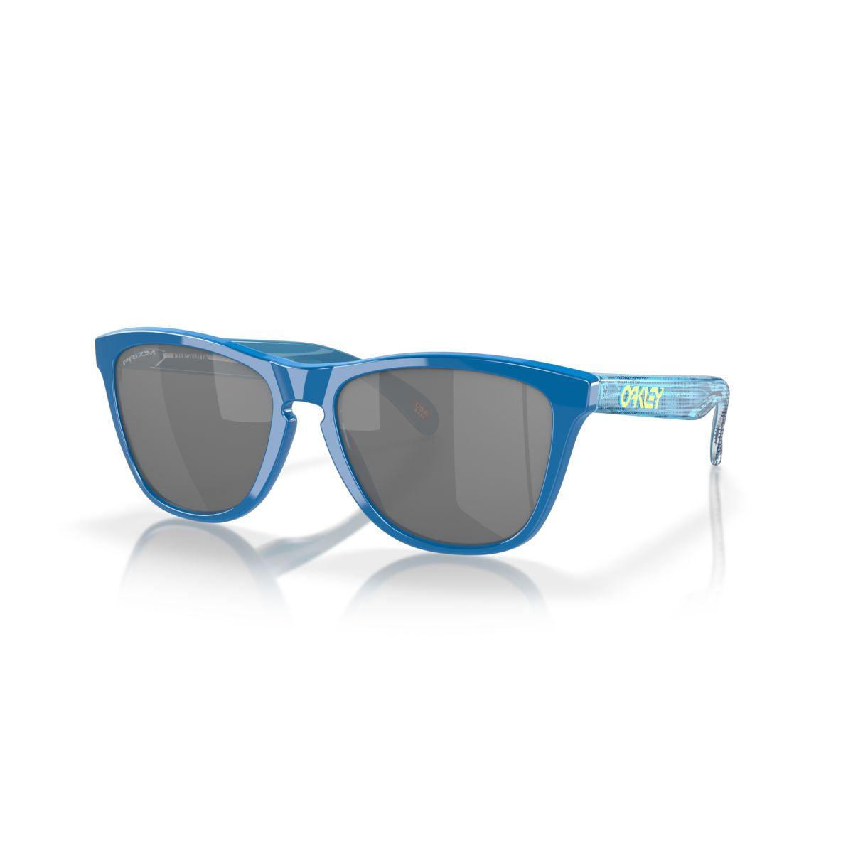Oakley Frogskins Sunglasses - Low Bridge Fit, Hi Res Polished Sapphire/Prizm Black Lenses (0OO9245-9245C9) for Running, Cycling & Outdoor Sports