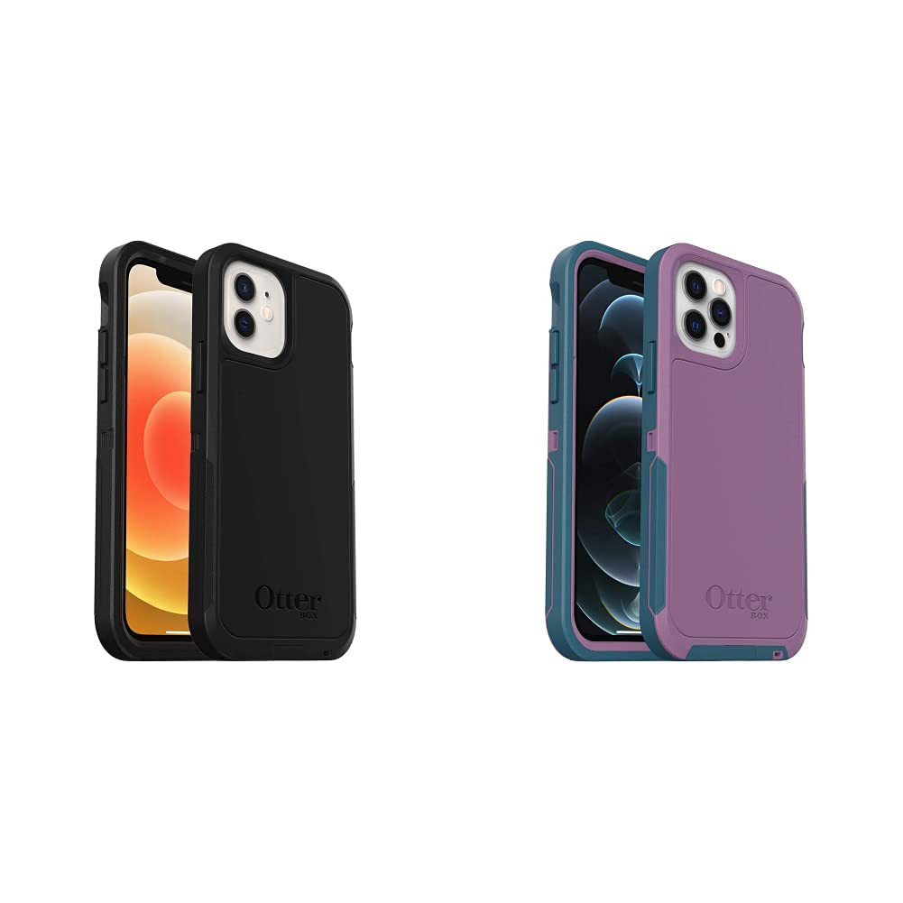 OtterBox Defender Series XT Screenless Edition Case for iPhone 12 & iPhone 12 Pro - Black & Lavender Bliss | Heavy Duty Protection | Perfect for Outdoor Activities, Work & Travel