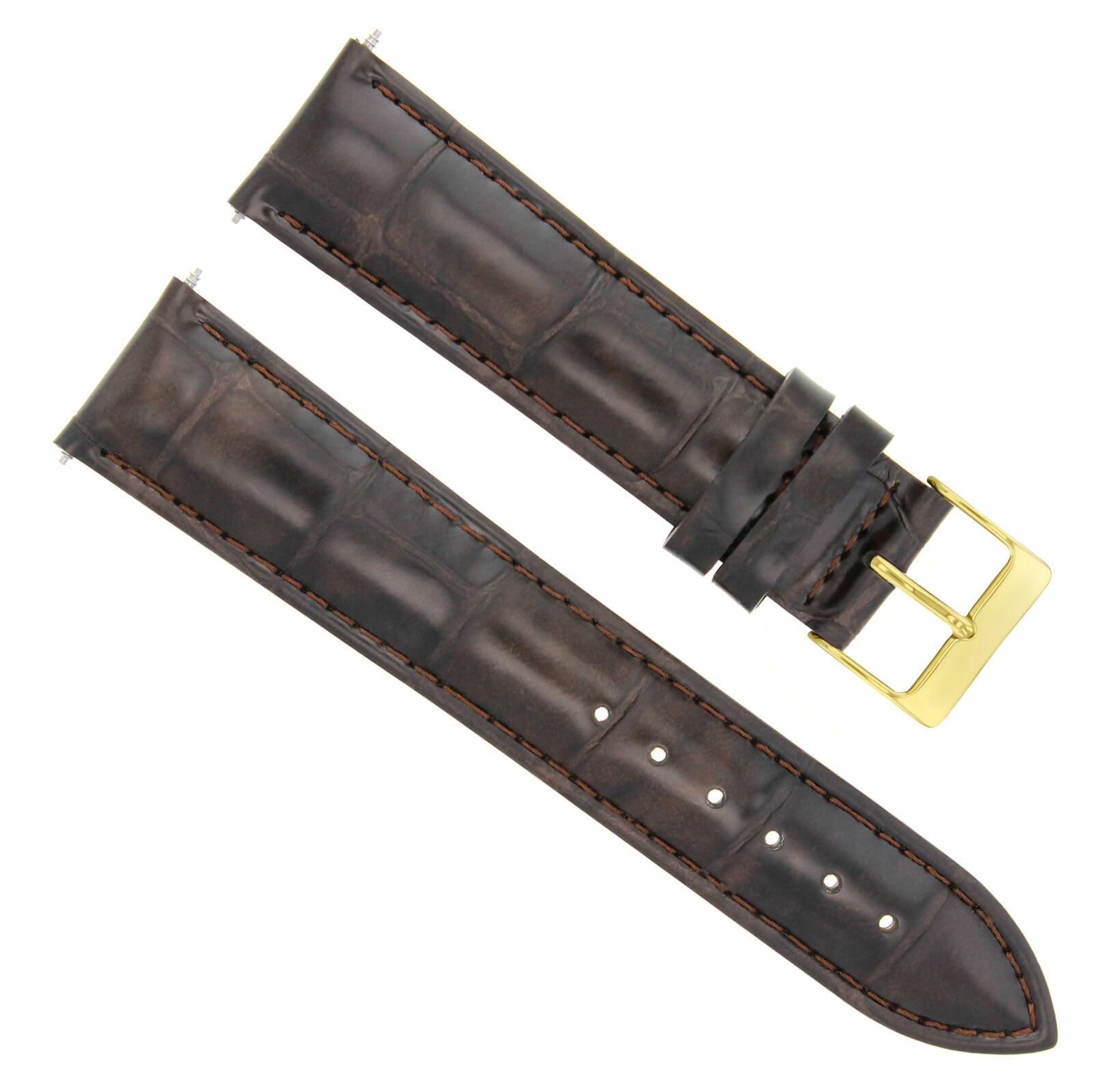 19mm Genuine Leather Watch Band Strap for Omega Speedmaster & Seamaster - Dark Brown with Gold Buckle | Replacement Watch Strap for Men's Luxury Watches | Perfect for Business, Casual & Formal Occasions