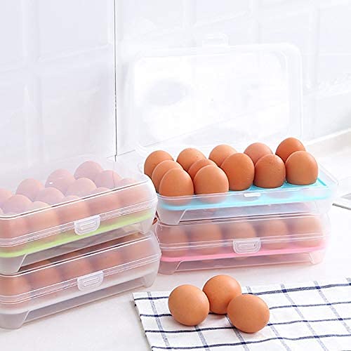 Portable 15-Grid Egg Storage Container - Transparent Plastic Refrigerator Organizer Tray with Handle for Fresh Eggs (Pack of 1) - Perfect for Kitchen, Camping, and Farm Fresh Egg Storage